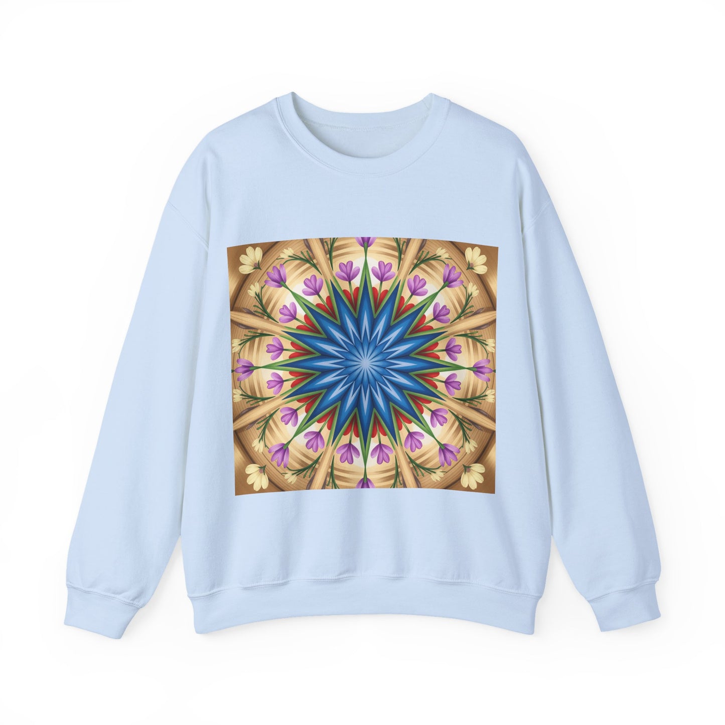 Kaleidoscope Floral Crewneck Sweatshirt, Cozy Sweater for Casual Style, Spring Fashion, Gift for Her, Mandala Art