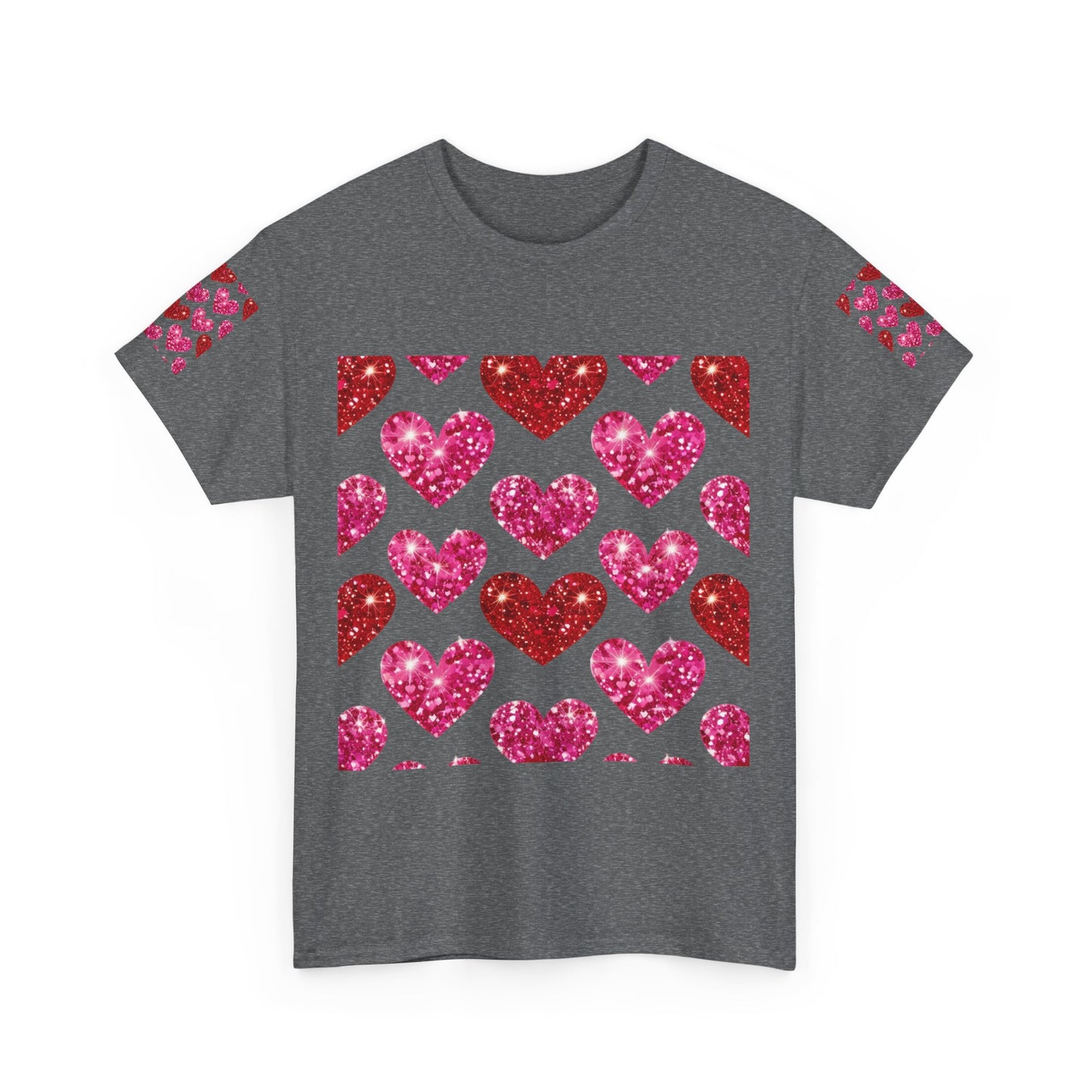 Sparkling Hearts Cotton Tee - Perfect for Valentine's Day & Love Celebrations