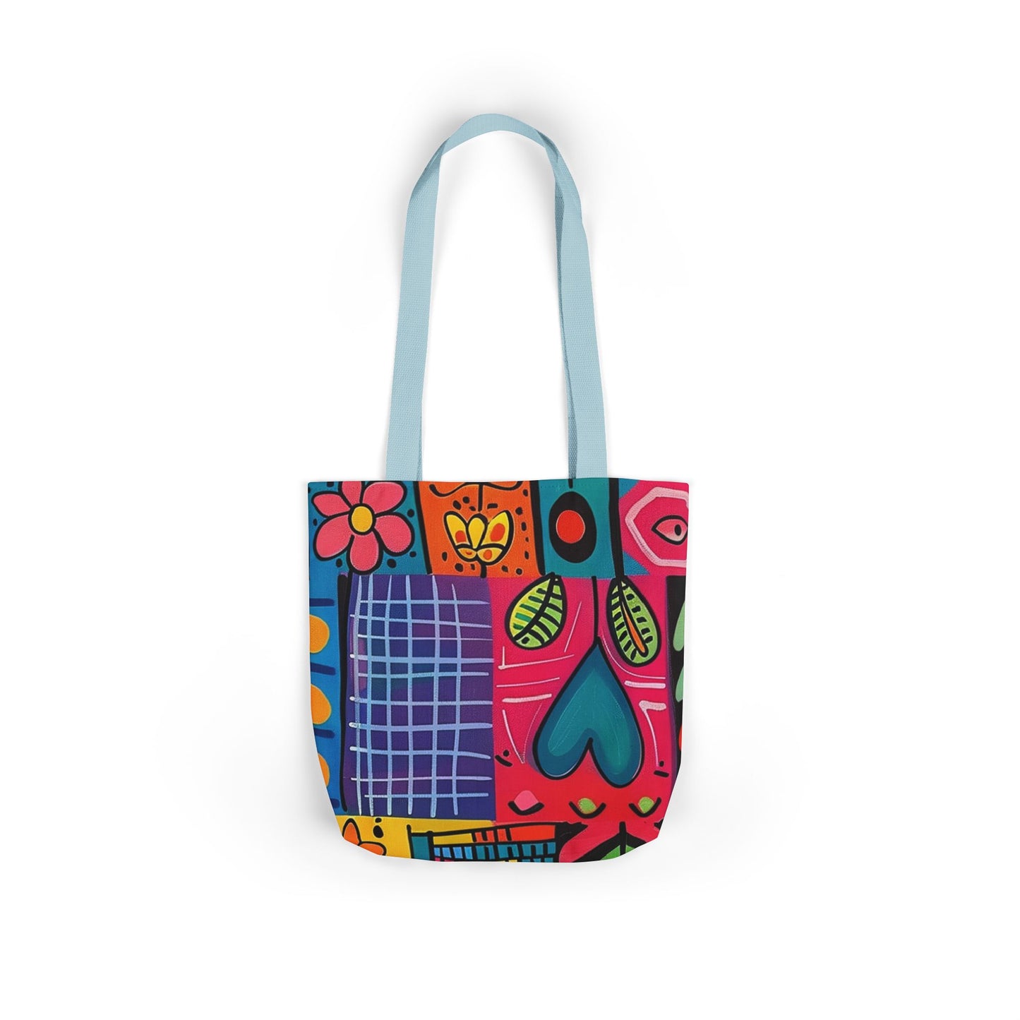 Colorful Canvas Tote Bag with 5-Color Straps - Perfect for Spring & Summer Outings