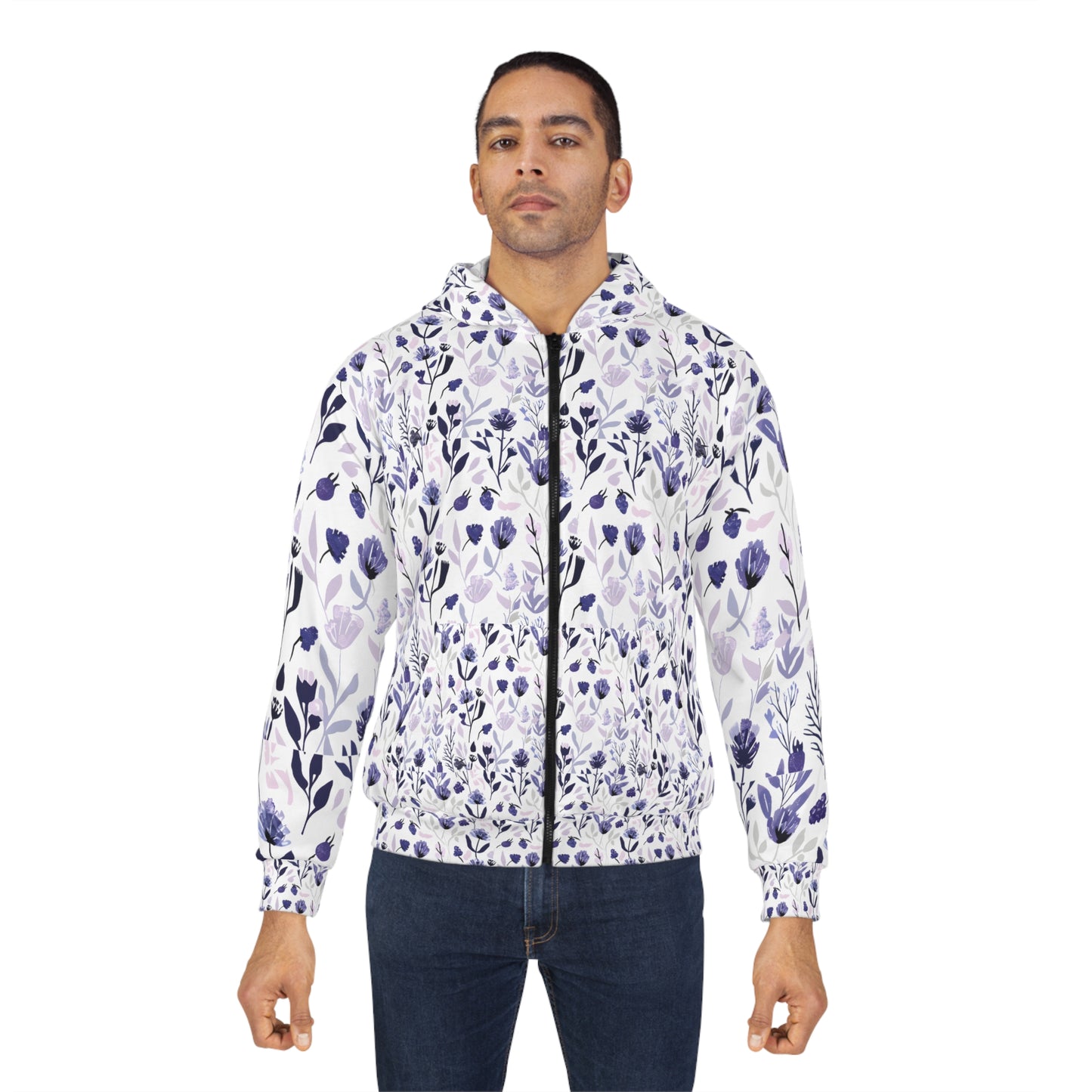 Floral Print Zip Hoodie - Spring Vibes, Perfect for Casual Outings & Gift Giving