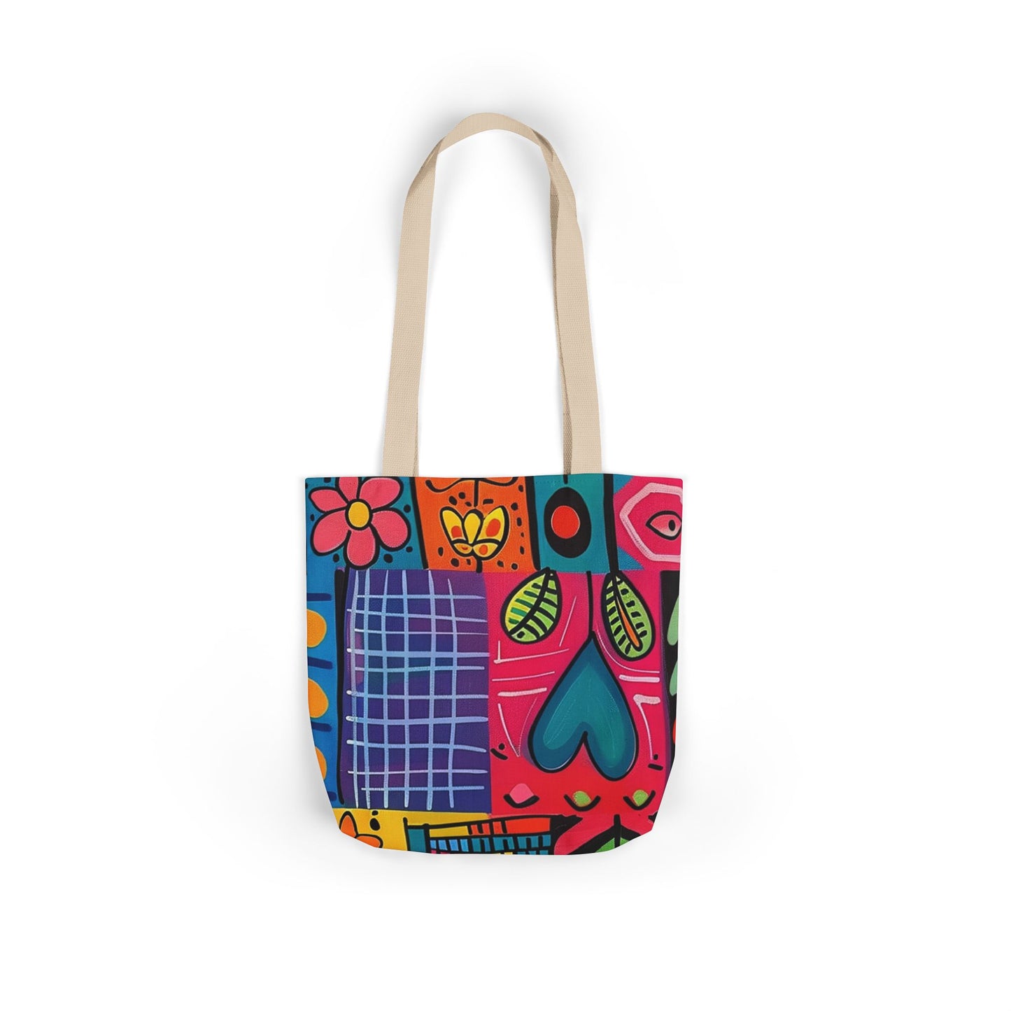 Colorful Canvas Tote Bag with 5-Color Straps - Perfect for Spring & Summer Outings