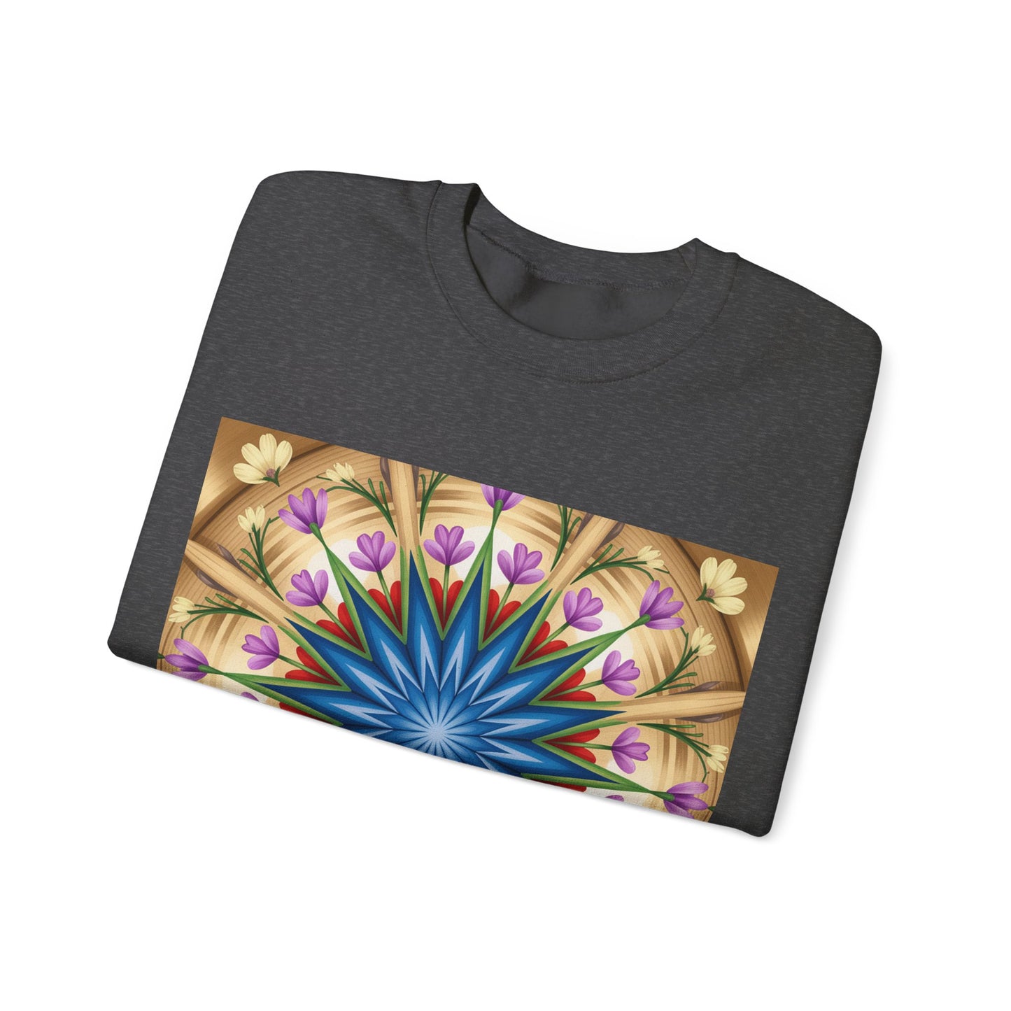 Kaleidoscope Floral Crewneck Sweatshirt, Cozy Sweater for Casual Style, Spring Fashion, Gift for Her, Mandala Art