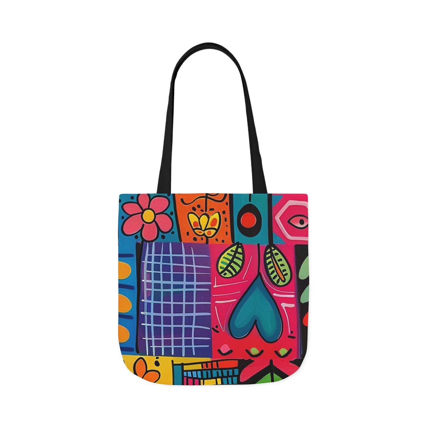 Colorful Canvas Tote Bag with 5-Color Straps - Perfect for Spring & Summer Outings