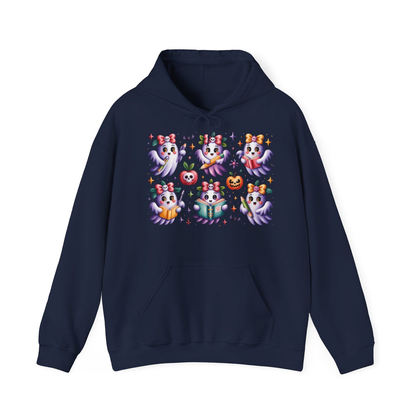 Whimsical Ghosts Halloween Hoodie, Spooky Sweatshirt, Women Cozy Pullover, Halloween Apparel, Pumpkin Decor, Ghostly Fashion