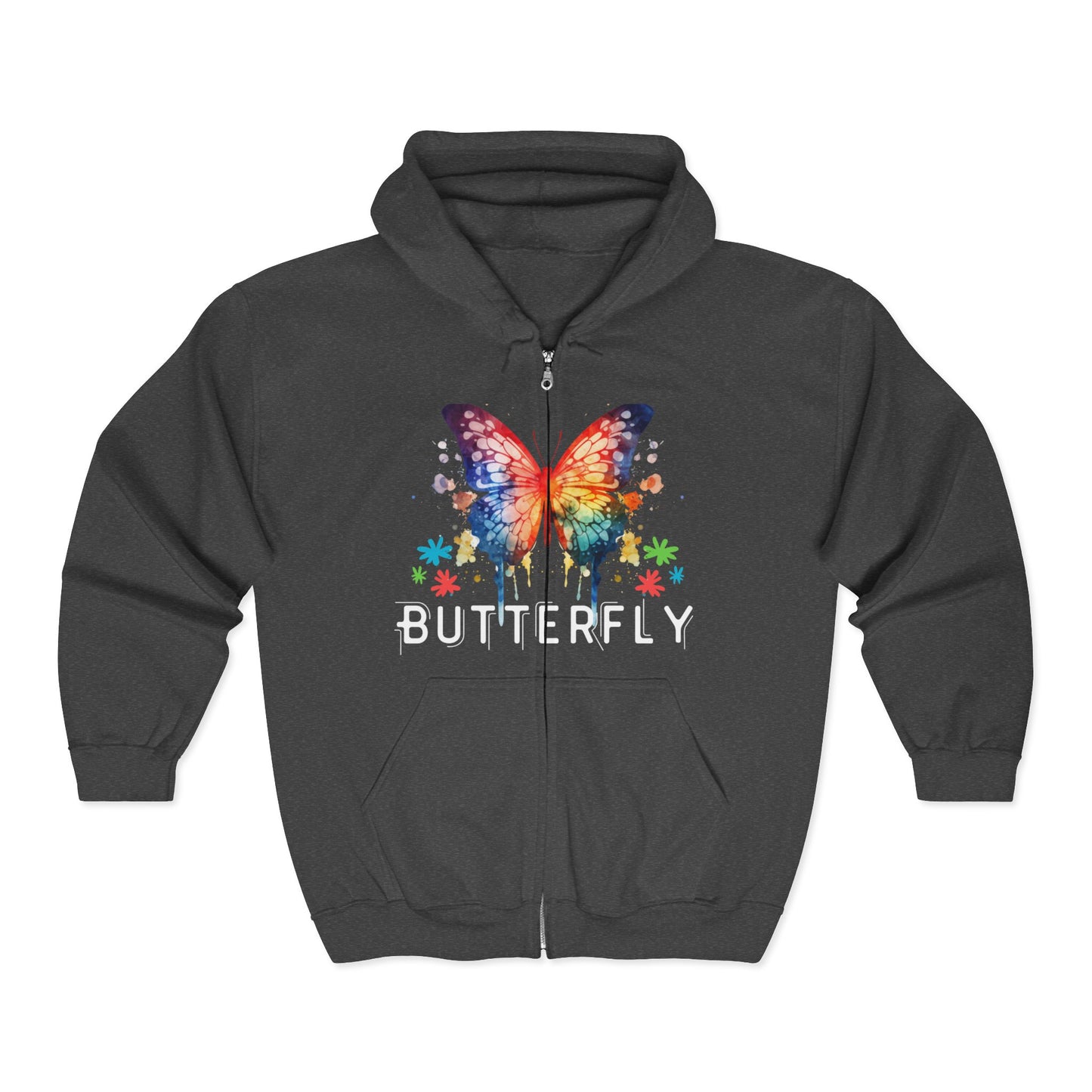 Butterfly Bliss Full Zip Hoodie - Colorful & Comfortable