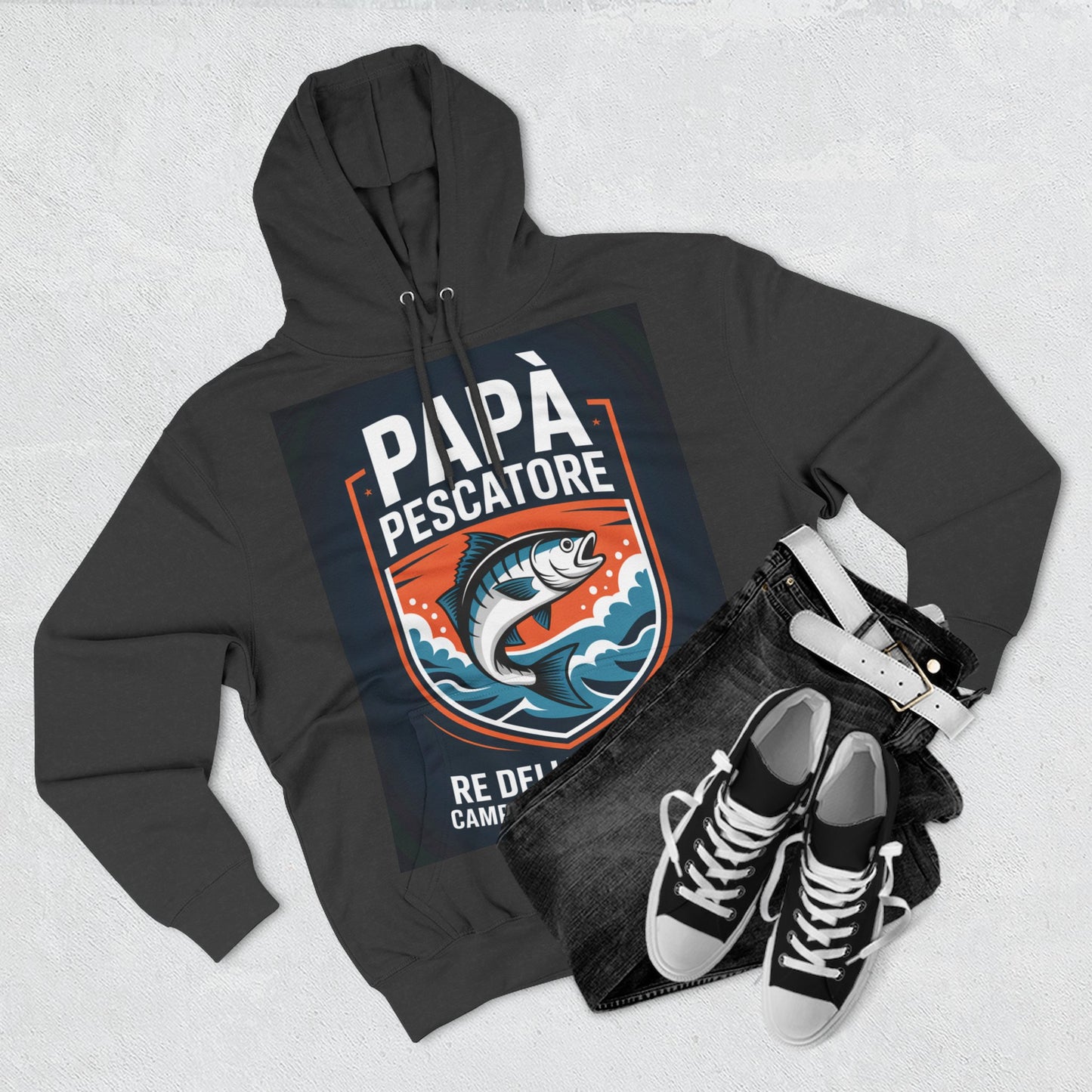 Fishing Dad Fleece Hoodie - Perfect Gift for Pescatore Lovers, Cozy Pullover for Fathers Day, Fishing Enthusiasts, Casual Wear, [...]