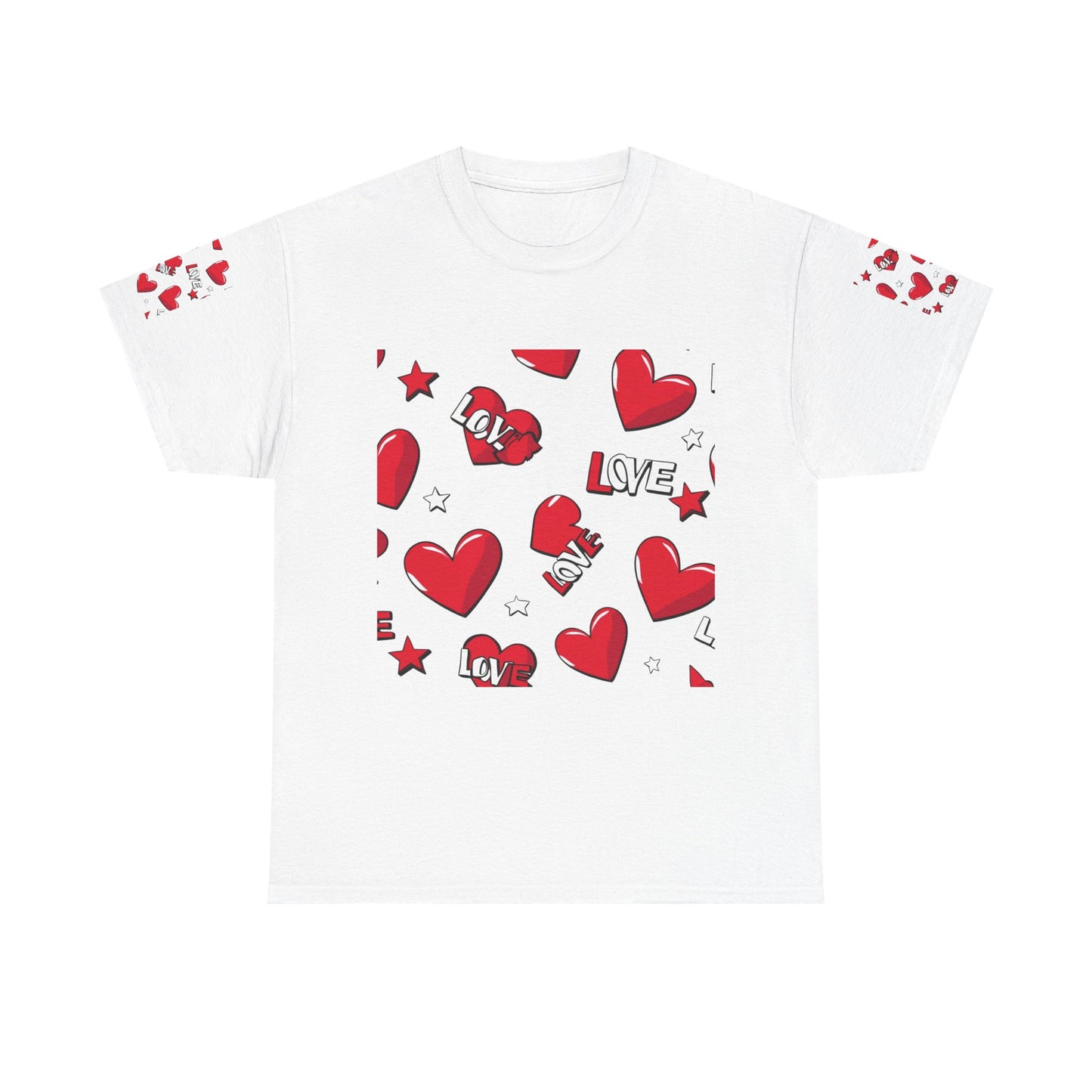 Romantic Love Heart Heavy Cotton Tee - Perfect for Everyday Wear