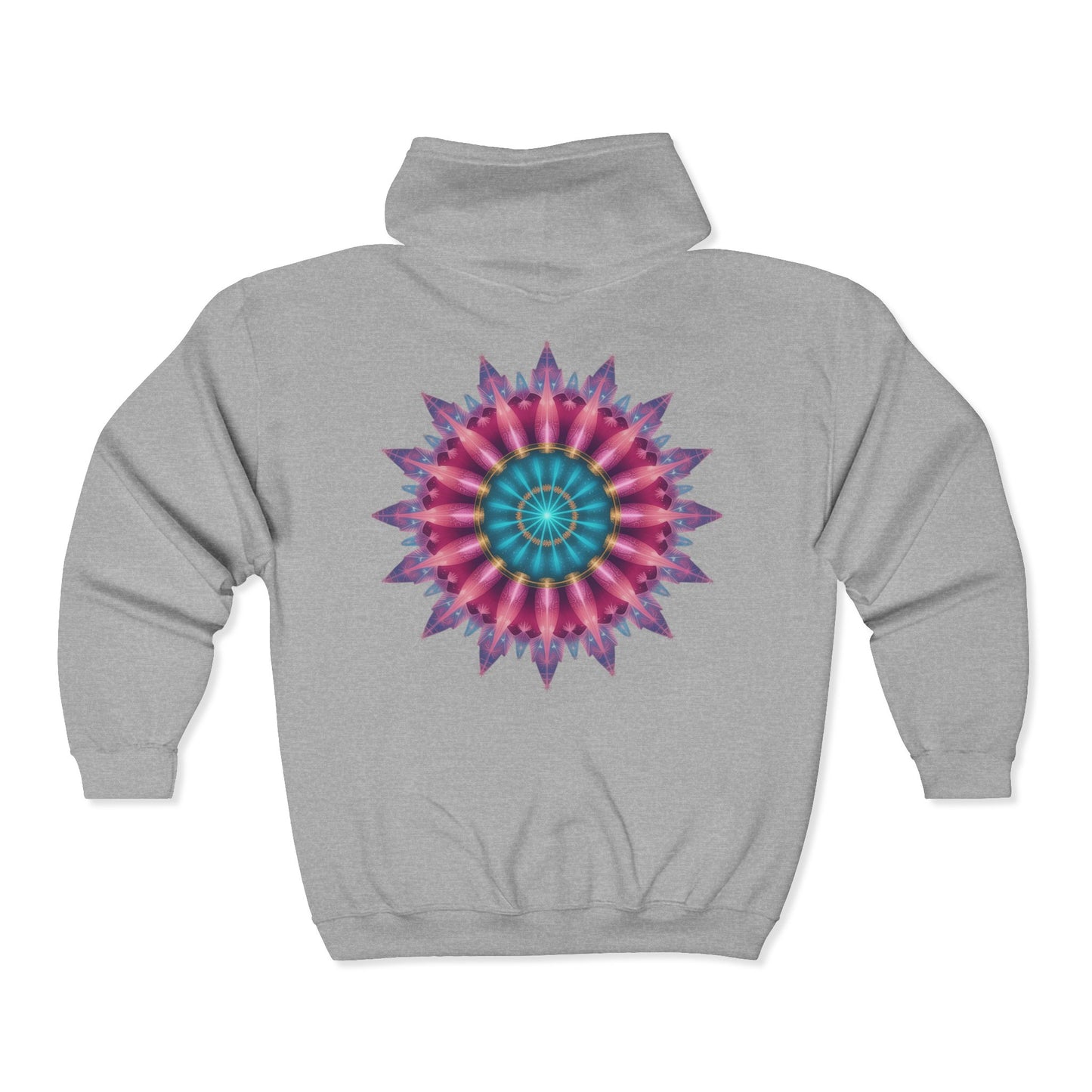 Colorful Mandala Zip-Up Hoodie for Cozy Comfort, Women's Fashion, Festival Wear, Holiday Gift, Art-Inspired Outerwear
