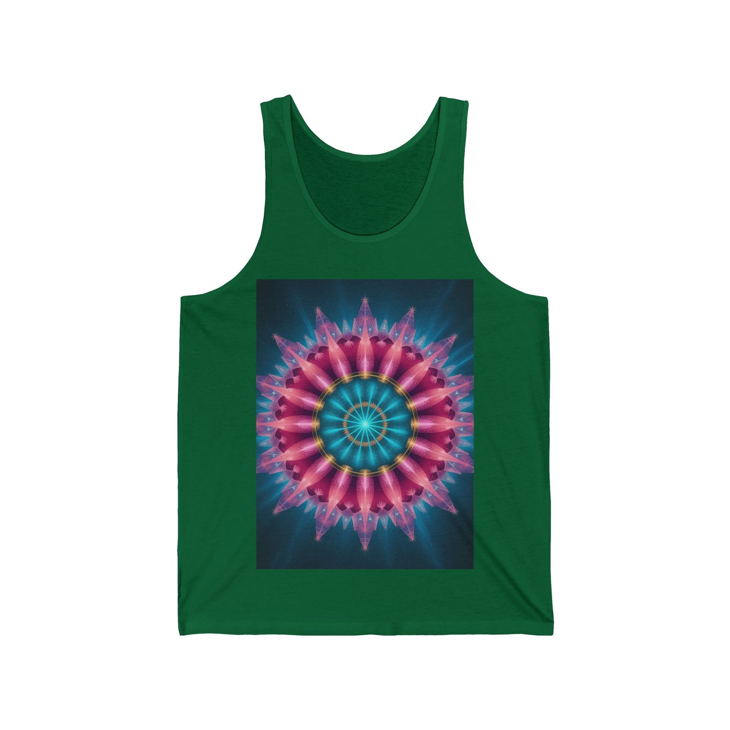 Colorful Mandala Women's Jersey Tank Top, Bohemian Style, Festival Wear, Beach Day Apparel, Unique Graphic Tee, Summer Essential