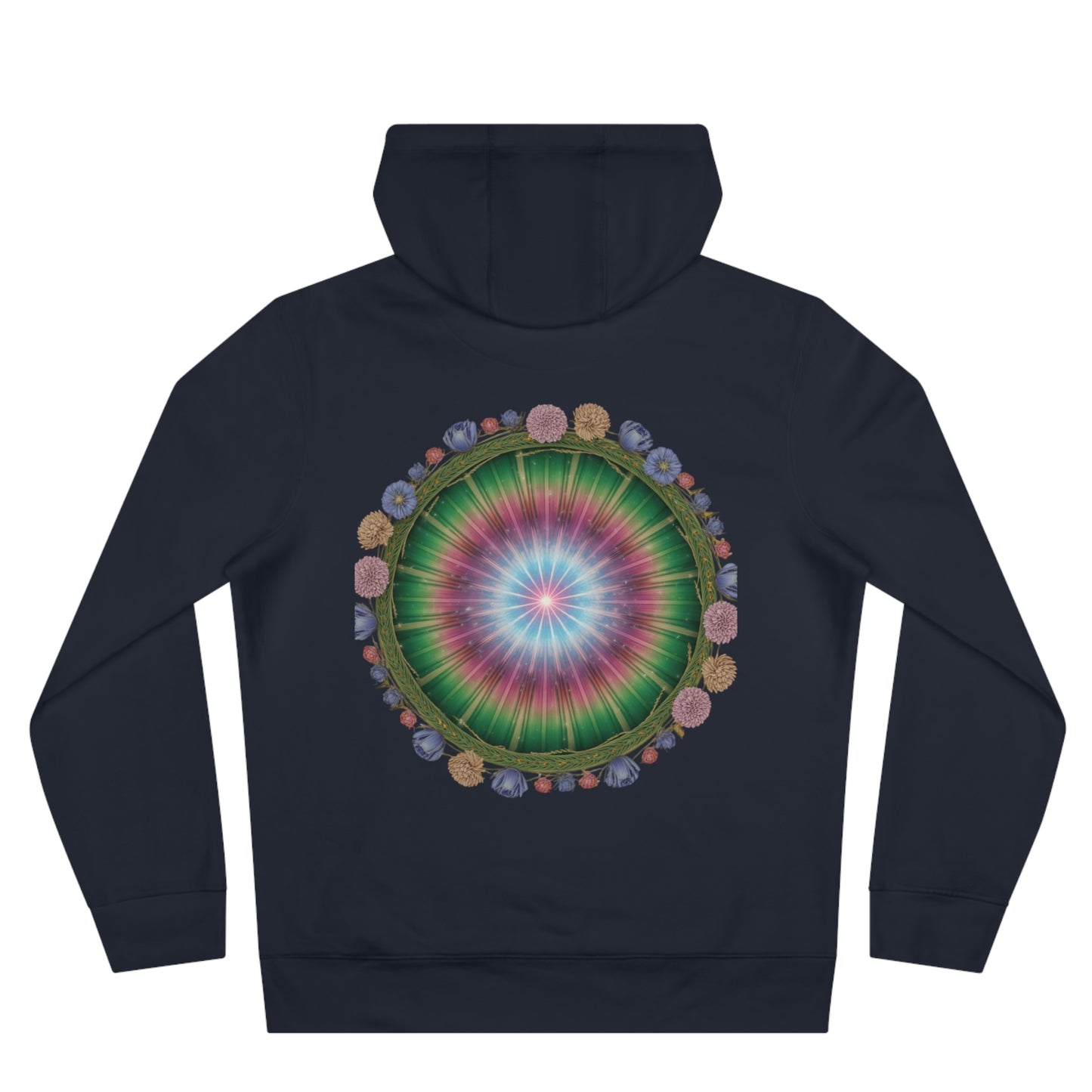 Colorful King Hooded Sweatshirt with Floral Mandala, Comfortable Streetwear, Layering Piece, Casual Wear, Trendy Hoodie