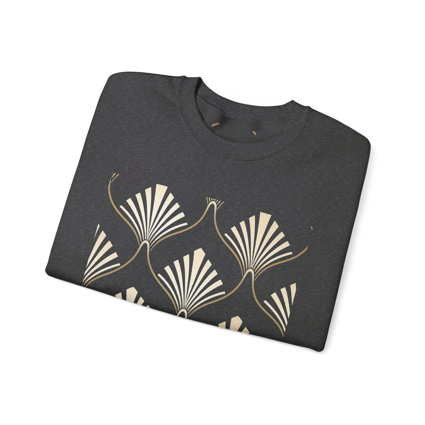 Elegant Gold Fan Pattern Crewneck Sweatshirt