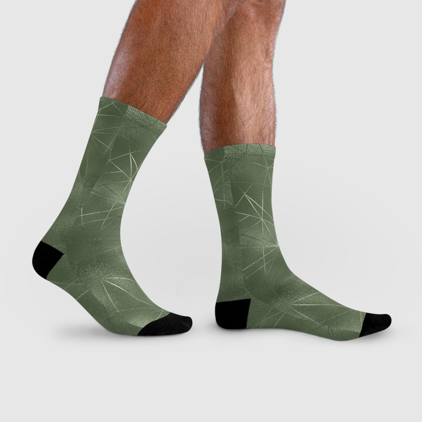 Stylish Sublimation Crew Socks - Trendy Green Pattern for Everyday Comfort