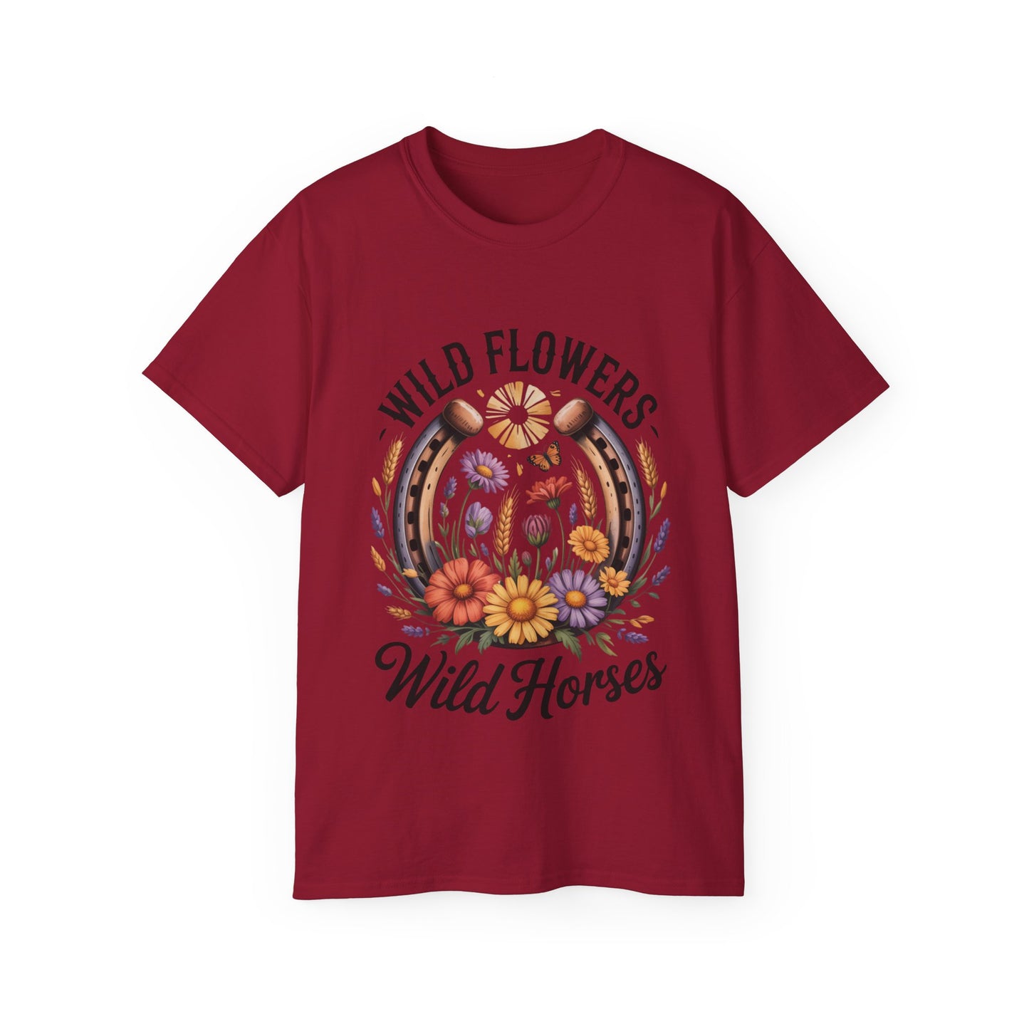 Wild Flowers Wild Horses Tee, Nature Lover Shirt, Equestrian Gift, Floral Graphic T-Shirt, Summer Fashion, Boho Style