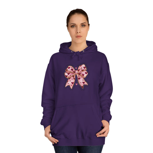 Cute Pink Bow College Hoodie - Stylish & Comfy