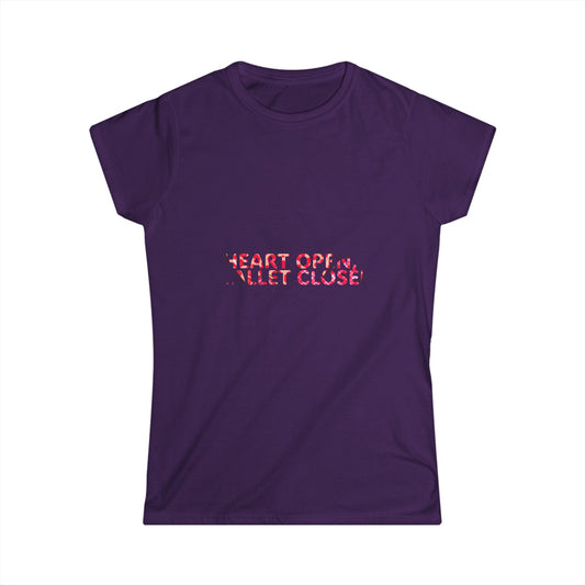 Heart Open Wallet Closed Women's Softstyle Tee - Cute Casual Shirt for Everyday Wear