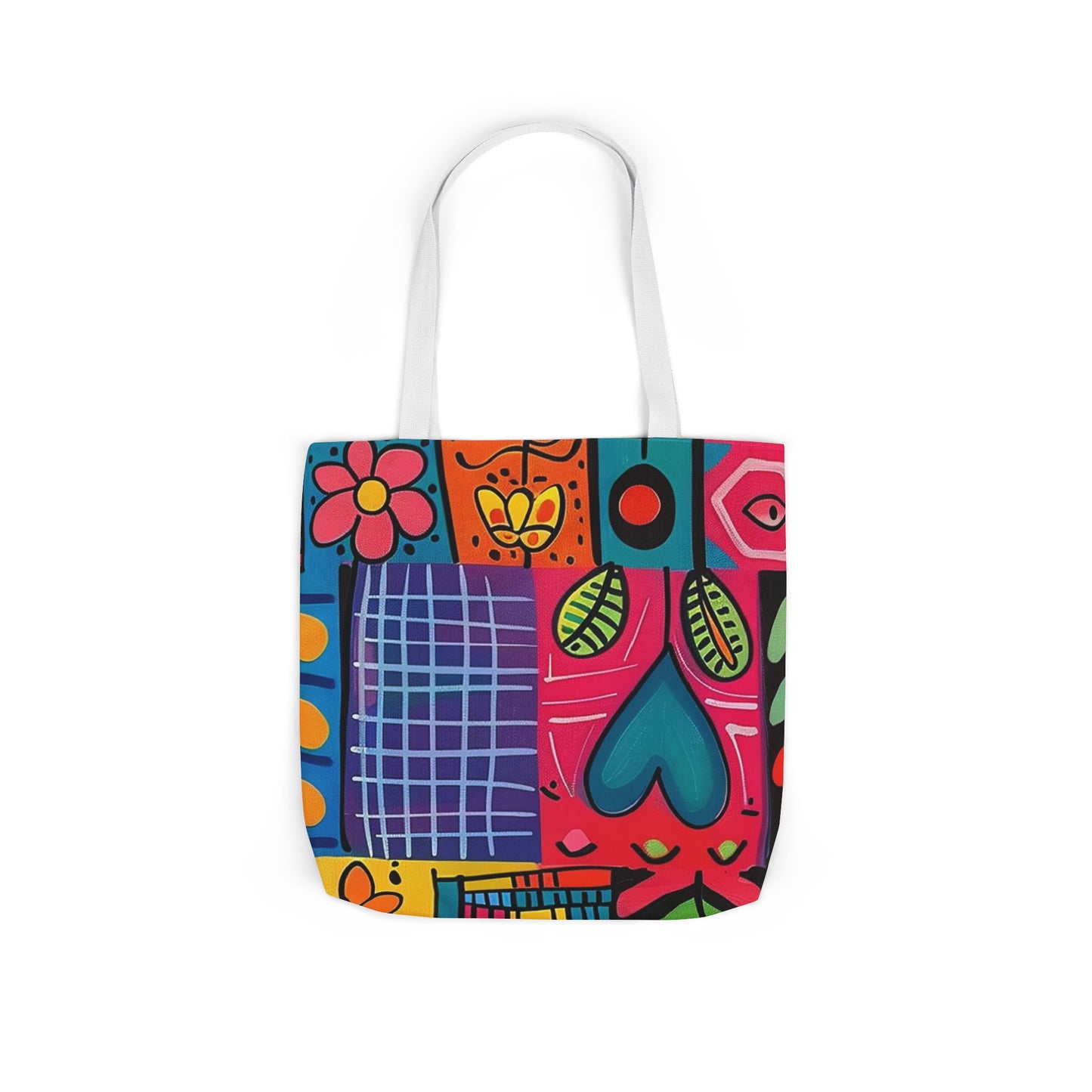Colorful Canvas Tote Bag with 5-Color Straps - Perfect for Spring & Summer Outings