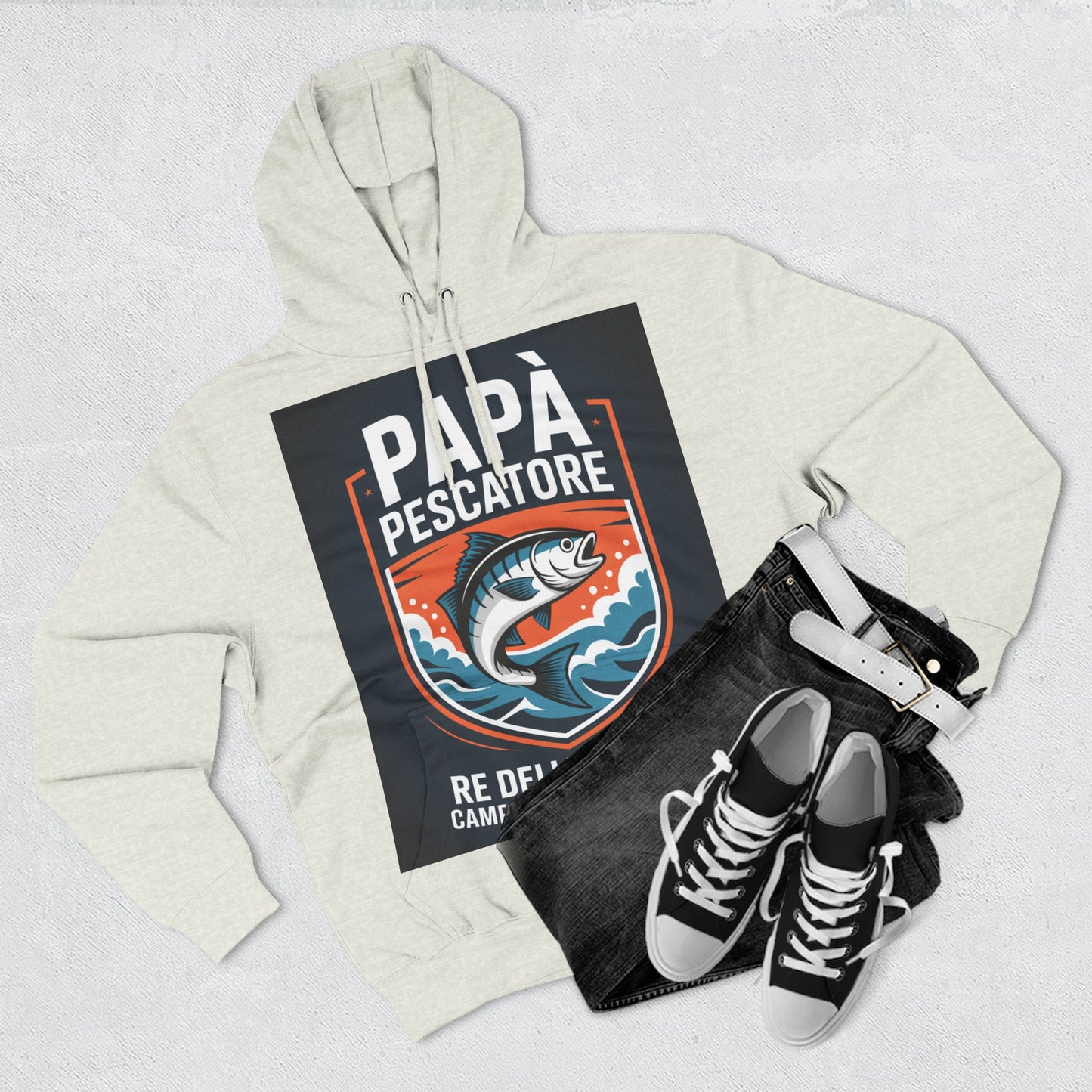 Fishing Dad Fleece Hoodie - Perfect Gift for Pescatore Lovers, Cozy Pullover for Fathers Day, Fishing Enthusiasts, Casual Wear, [...]