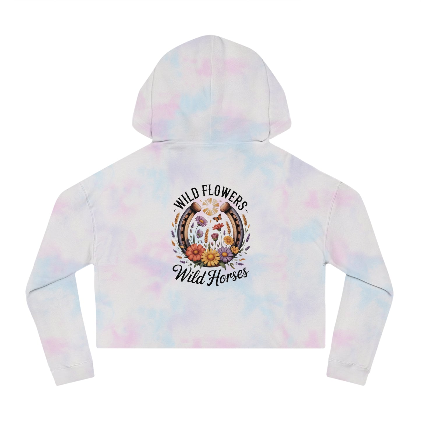 Bohemian Cropped Hoodie, Women’s Fashion Sweatshirt, Floral Design Hoodie, Summer Layering Top, Wildflowers Sweatshirt