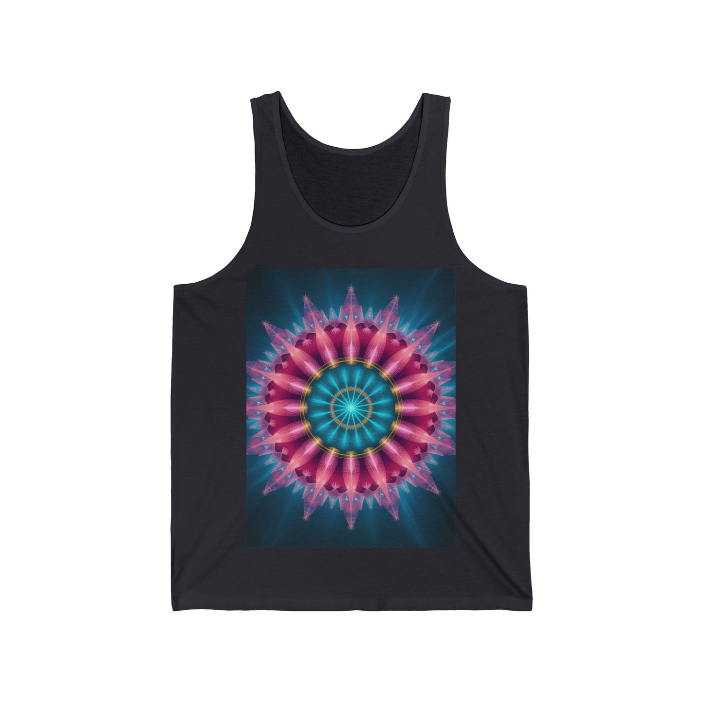 Colorful Mandala Women's Jersey Tank Top, Bohemian Style, Festival Wear, Beach Day Apparel, Unique Graphic Tee, Summer Essential