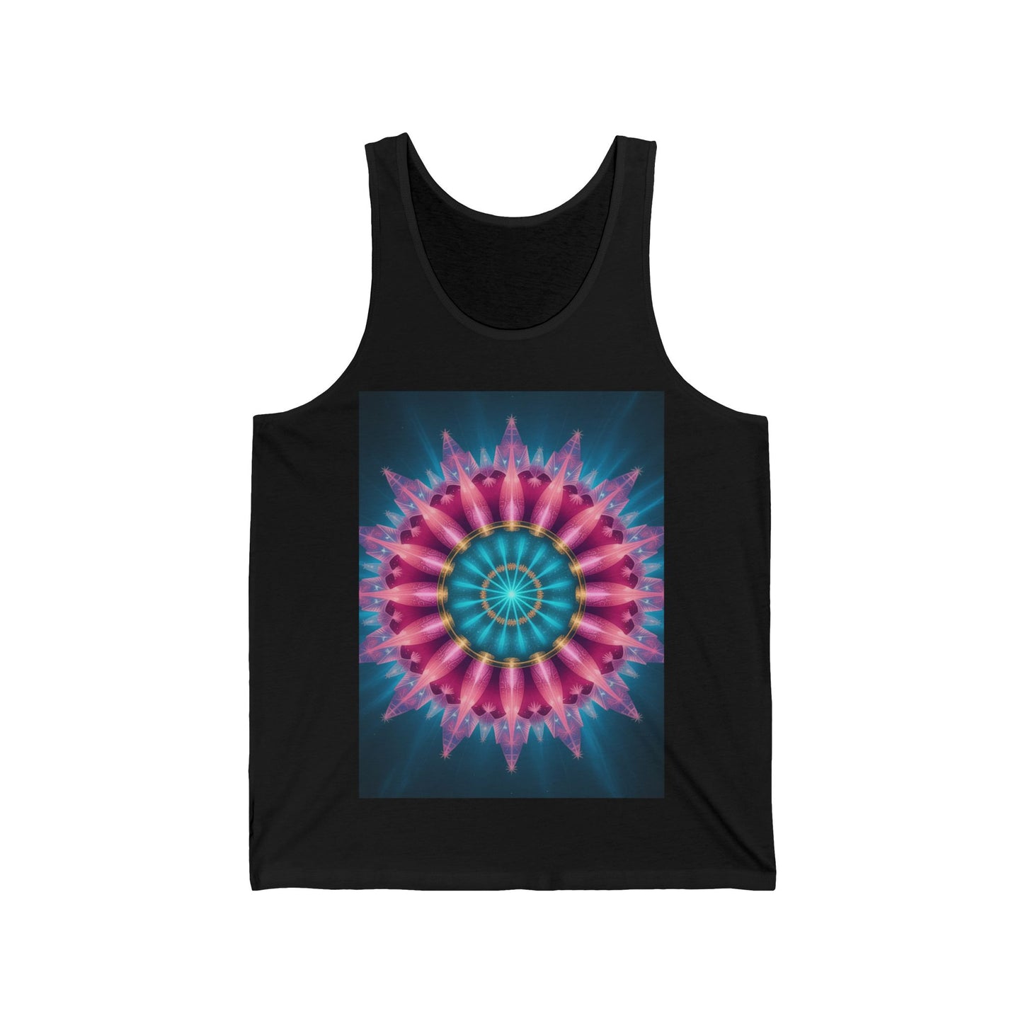 Colorful Mandala Women's Jersey Tank Top, Bohemian Style, Festival Wear, Beach Day Apparel, Unique Graphic Tee, Summer Essential