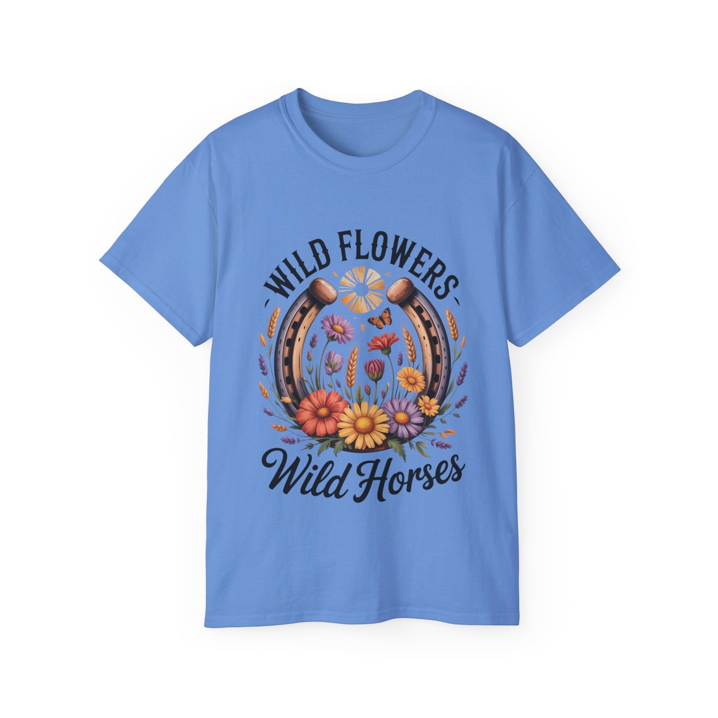 Wild Flowers Wild Horses Tee, Nature Lover Shirt, Equestrian Gift, Floral Graphic T-Shirt, Summer Fashion, Boho Style
