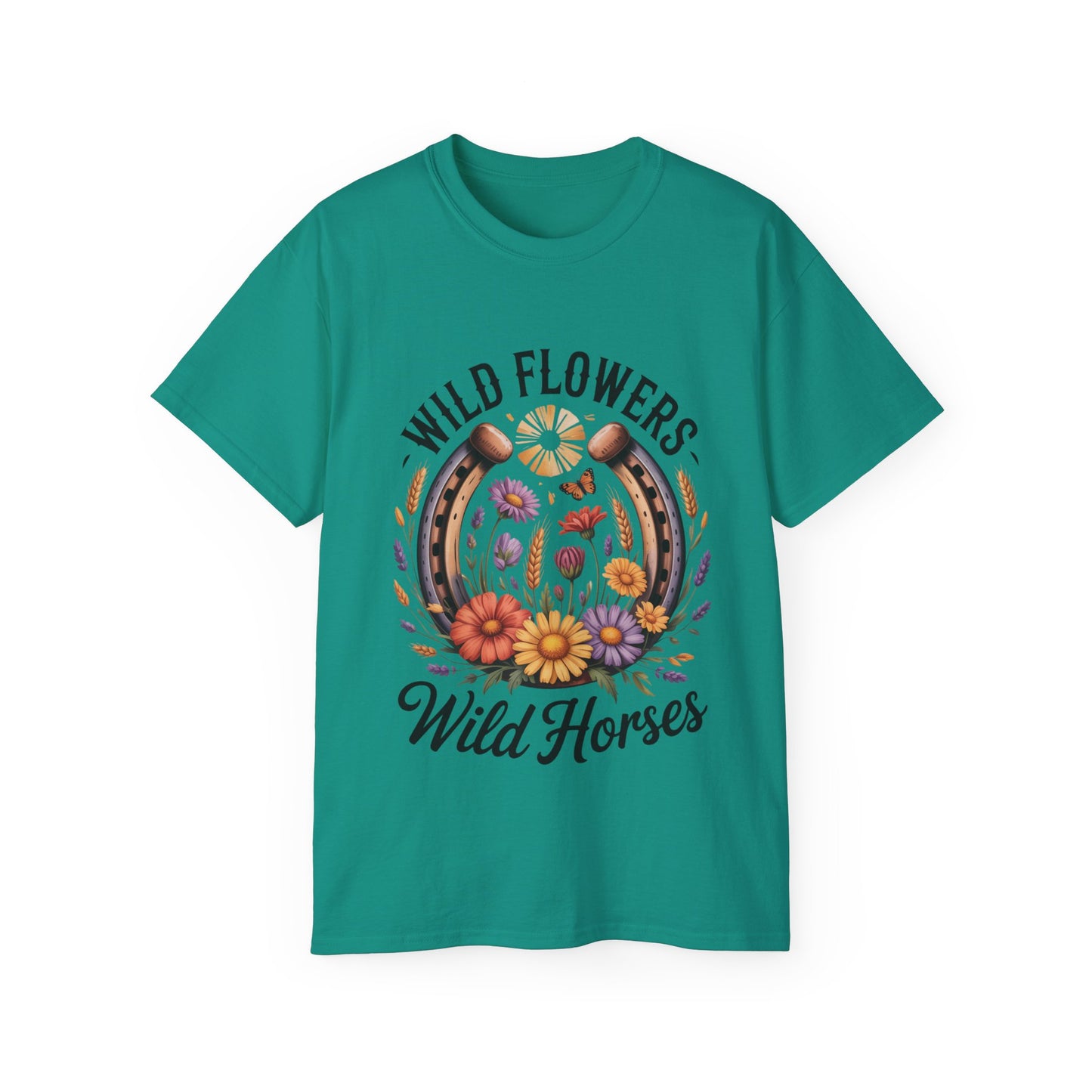 Wild Flowers Wild Horses Tee, Nature Lover Shirt, Equestrian Gift, Floral Graphic T-Shirt, Summer Fashion, Boho Style
