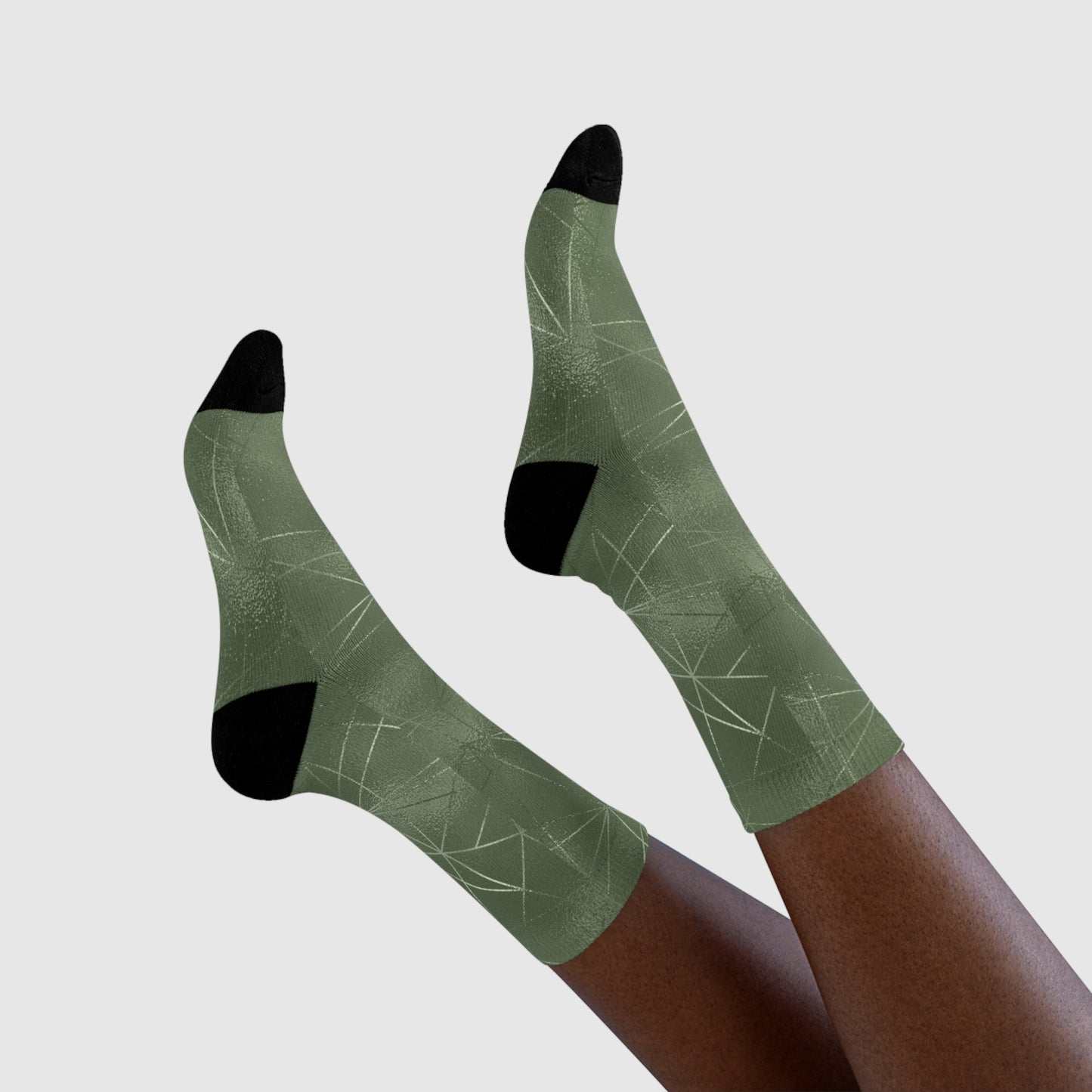 Stylish Sublimation Crew Socks - Trendy Green Pattern for Everyday Comfort