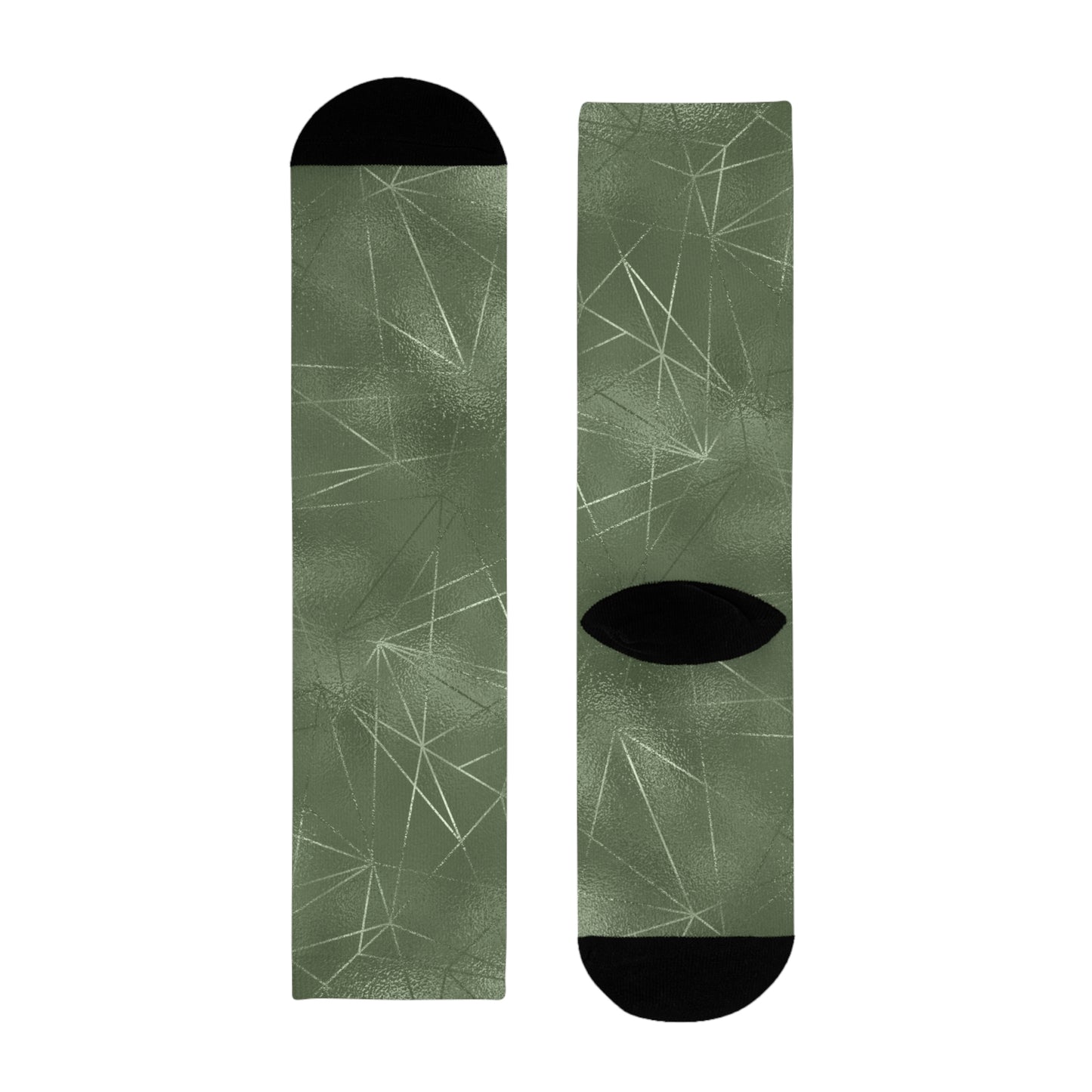 Stylish Sublimation Crew Socks - Trendy Green Pattern for Everyday Comfort