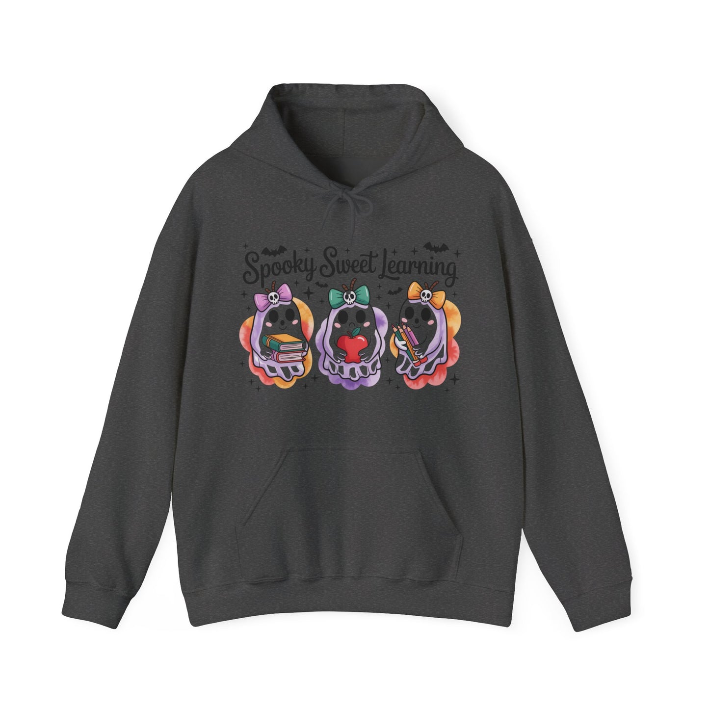 Spooky Sweet Learning Hoodie, Halloween Sweatshirt, Cute Ghost Design, Unisex Pullover, Cozy Gift for Teachers, Fun Spooky Season Apparel