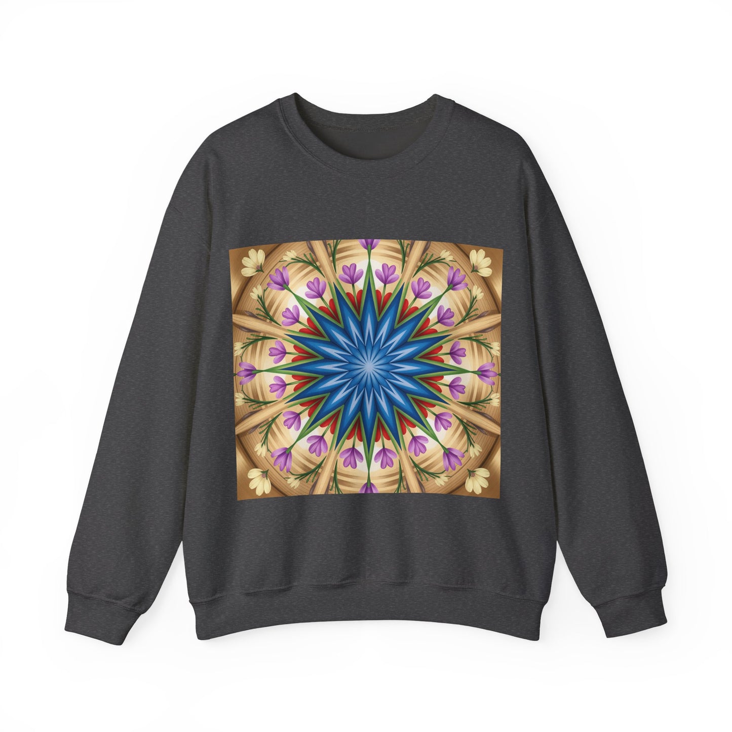 Kaleidoscope Floral Crewneck Sweatshirt, Cozy Sweater for Casual Style, Spring Fashion, Gift for Her, Mandala Art