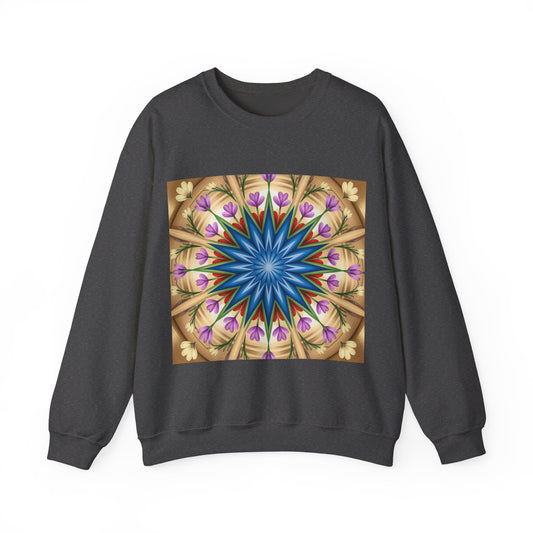 Kaleidoscope Floral Crewneck Sweatshirt, Cozy Sweater for Casual Style, Spring Fashion, Gift for Her, Mandala Art