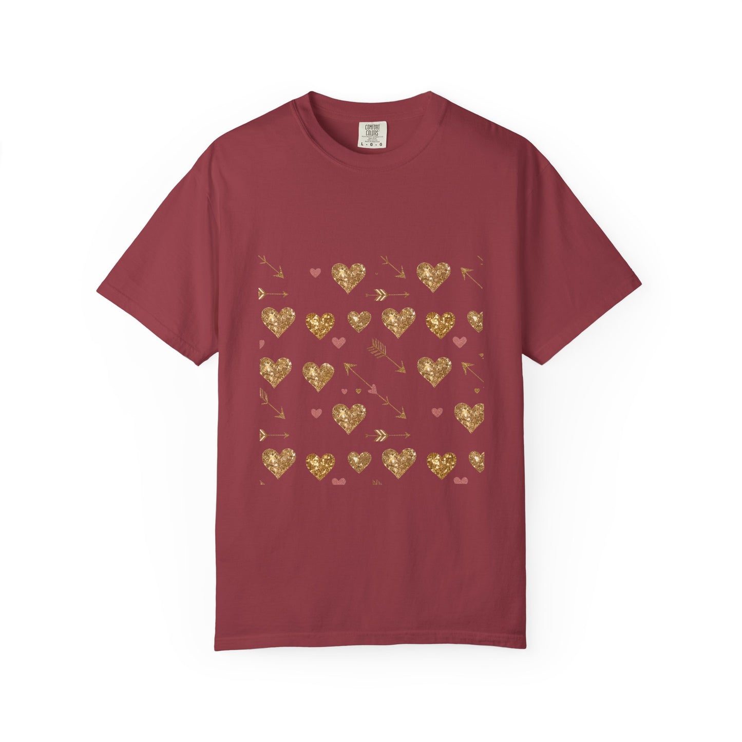 Camiseta de mujer con estampado de corazón dorado: perfecta para el amor cotidiano 