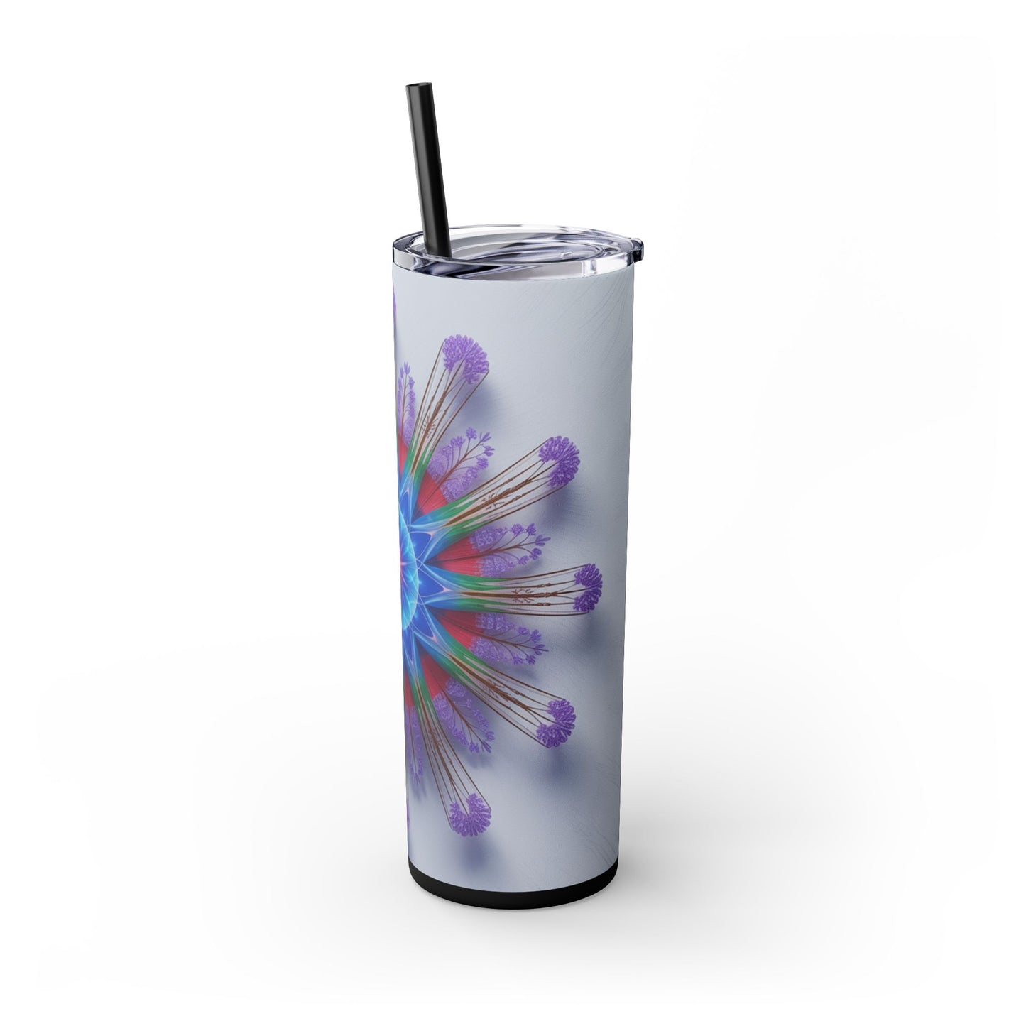 Vibrant Floral Skinny Tumbler with Straw, Flower Pattern Drink Cup, Eco-Friendly Travel Mug, Perfect for Summer Parties, Gifts for Her