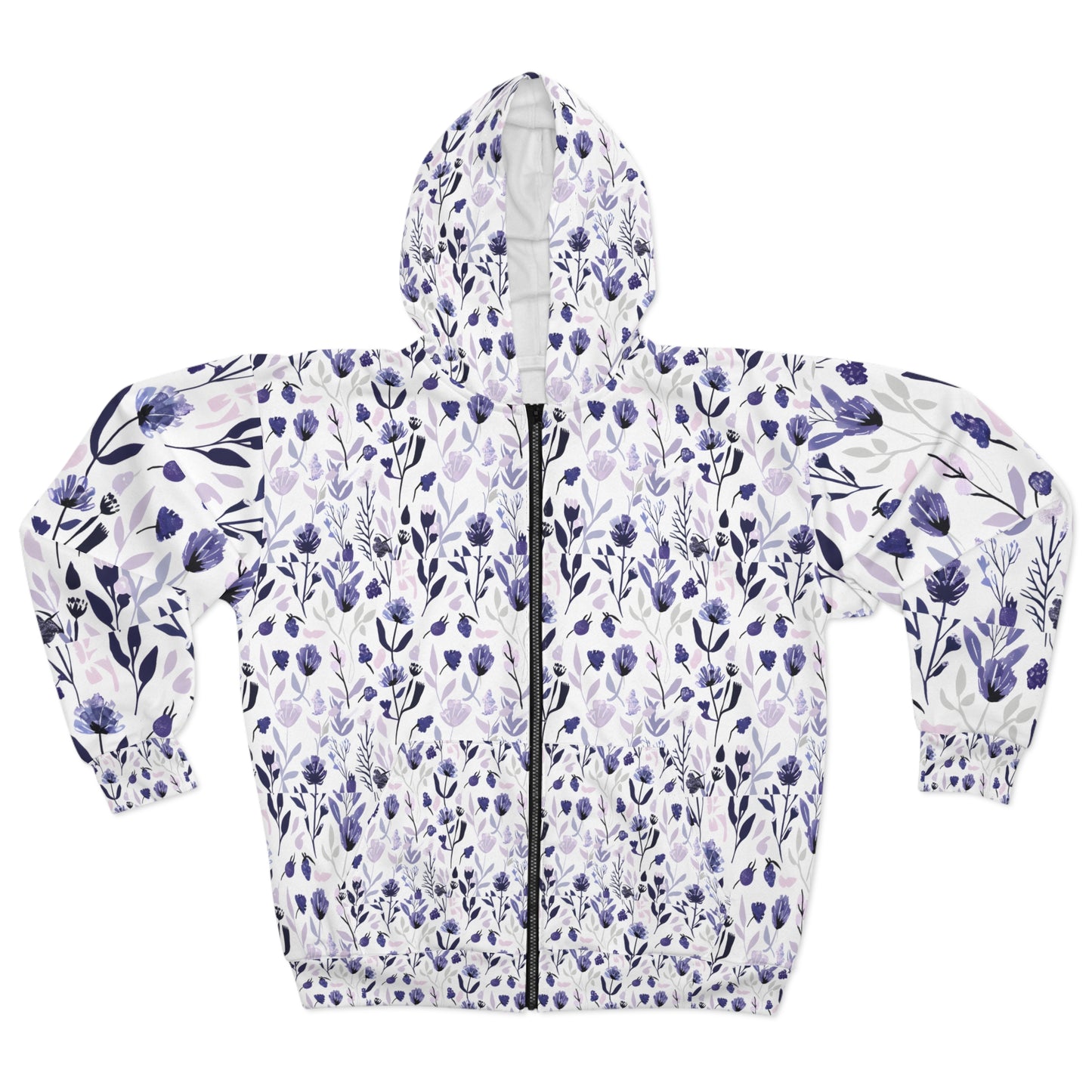 Floral Print Zip Hoodie - Spring Vibes, Perfect for Casual Outings & Gift Giving