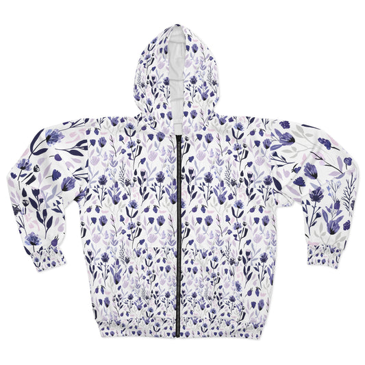 Floral Print Zip Hoodie - Spring Vibes, Perfect for Casual Outings & Gift Giving