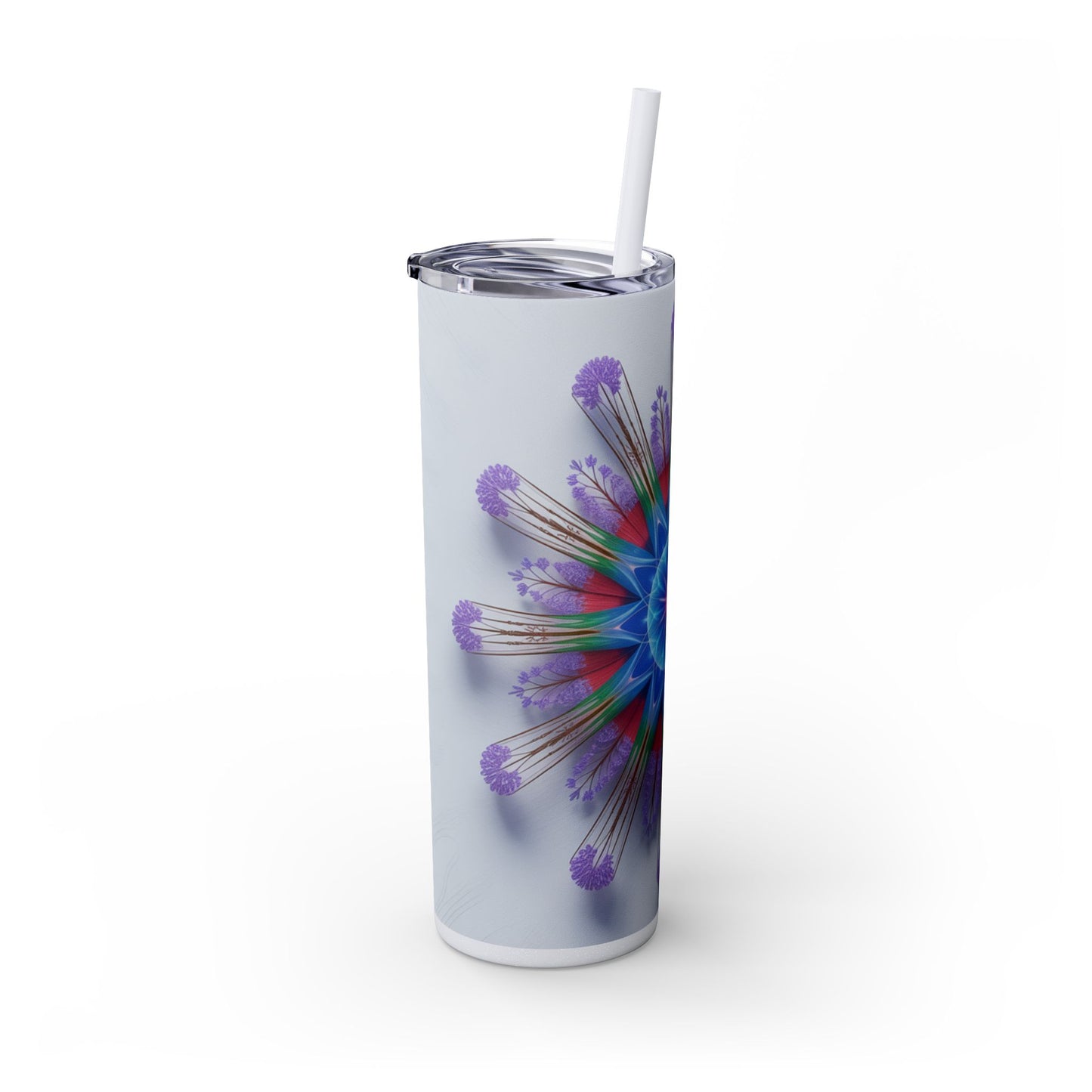 Vibrant Floral Skinny Tumbler with Straw, Flower Pattern Drink Cup, Eco-Friendly Travel Mug, Perfect for Summer Parties, Gifts for Her
