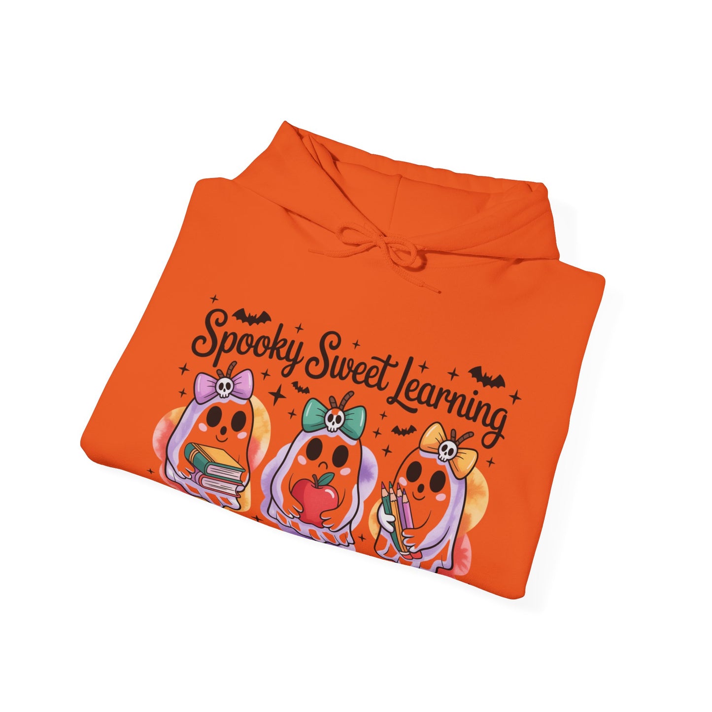 Spooky Sweet Learning Hoodie, Halloween Sweatshirt, Cute Ghost Design, Unisex Pullover, Cozy Gift for Teachers, Fun Spooky Season Apparel