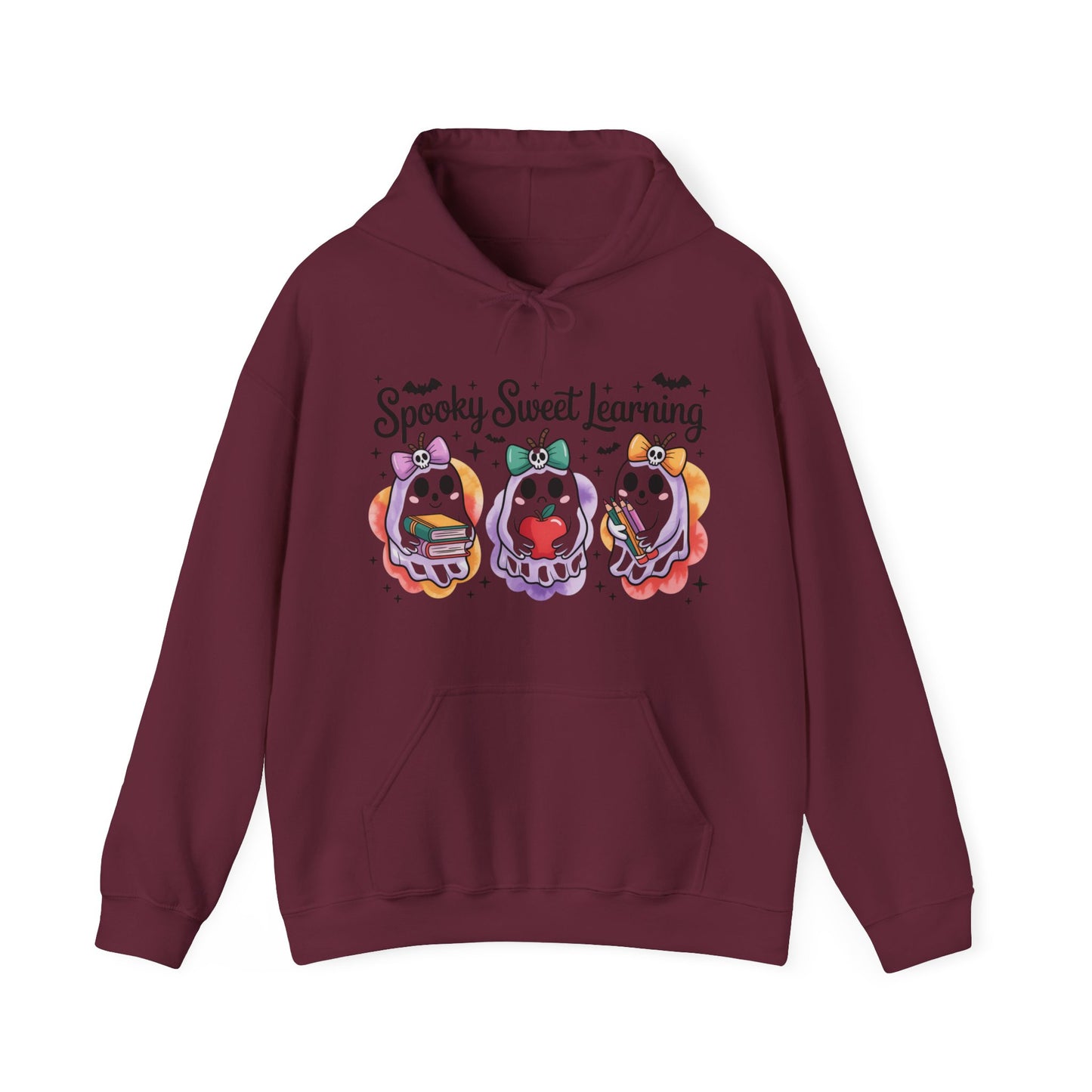 Spooky Sweet Learning Hoodie, Halloween Sweatshirt, Cute Ghost Design, Unisex Pullover, Cozy Gift for Teachers, Fun Spooky Season Apparel