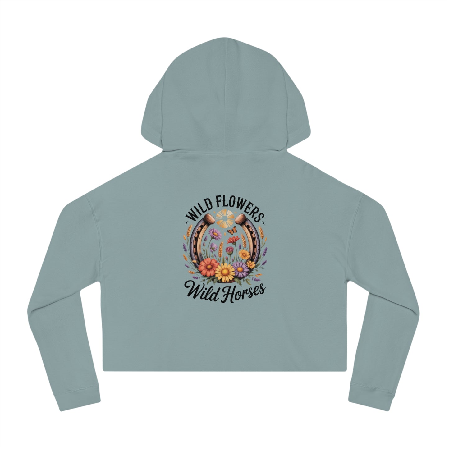 Bohemian Cropped Hoodie, Women’s Fashion Sweatshirt, Floral Design Hoodie, Summer Layering Top, Wildflowers Sweatshirt