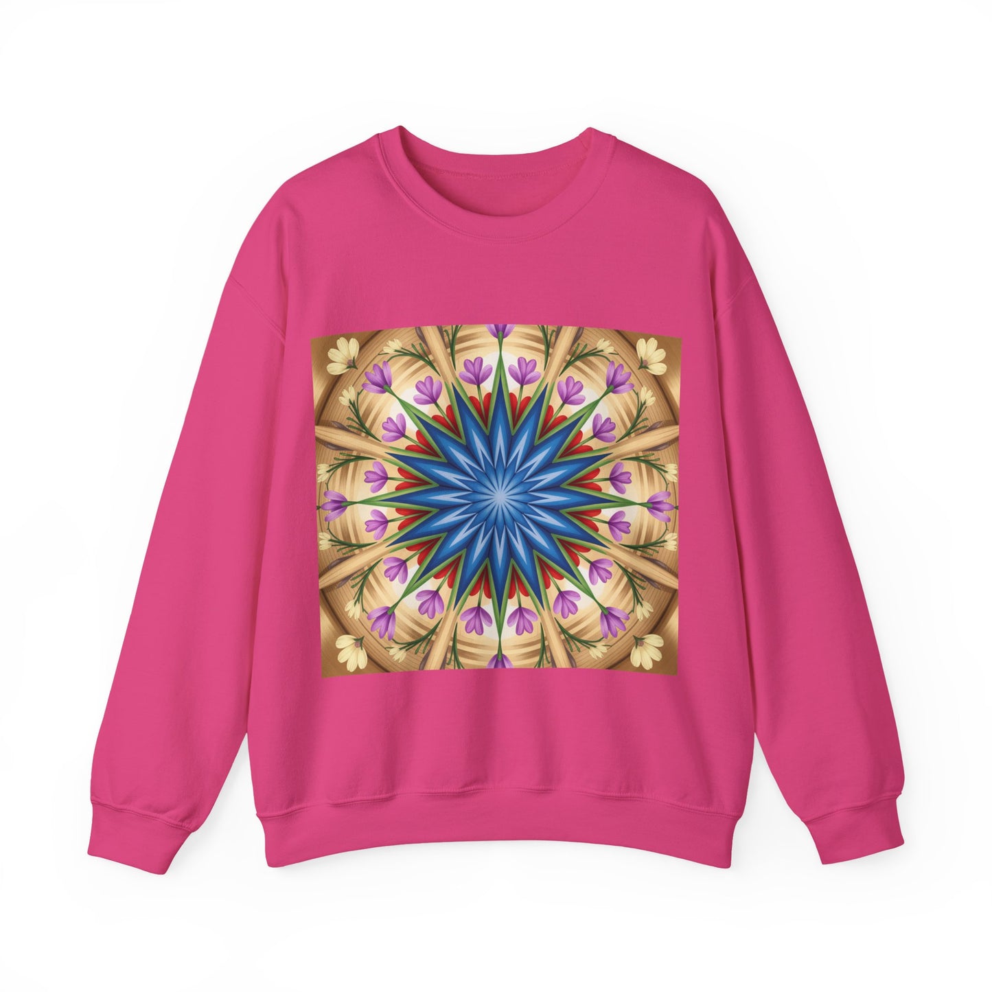 Kaleidoscope Floral Crewneck Sweatshirt, Cozy Sweater for Casual Style, Spring Fashion, Gift for Her, Mandala Art