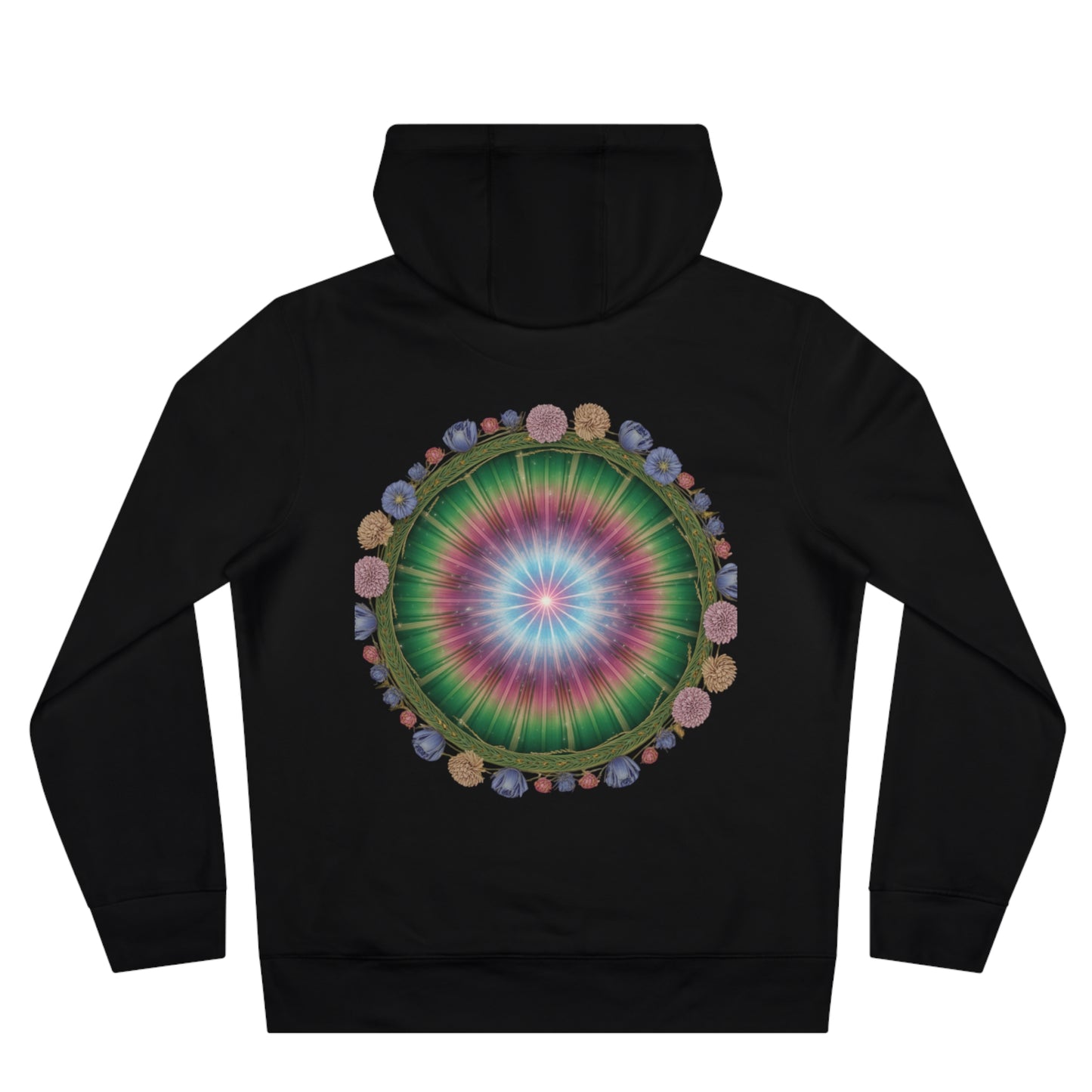 Colorful King Hooded Sweatshirt with Floral Mandala, Comfortable Streetwear, Layering Piece, Casual Wear, Trendy Hoodie
