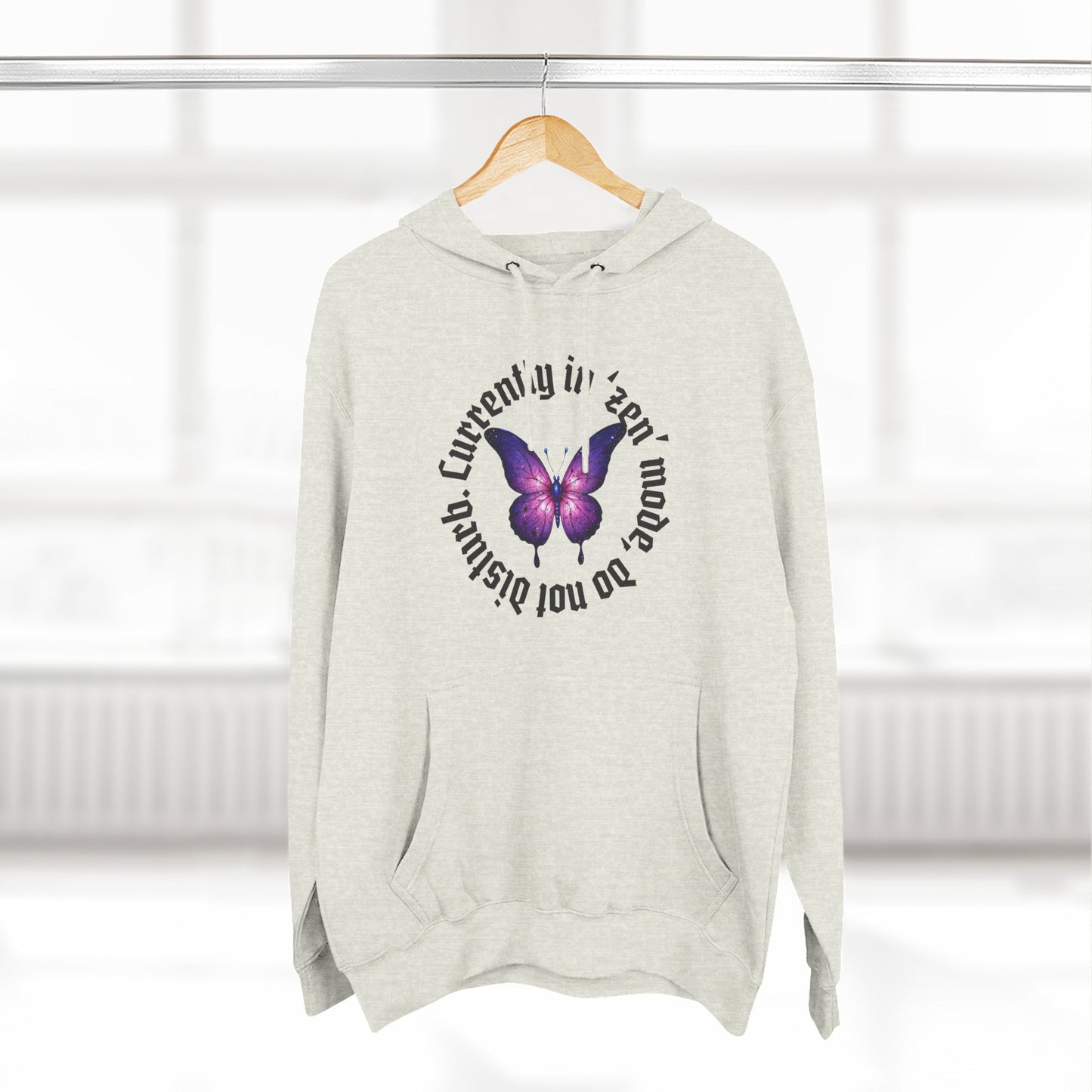Butterfly Quote Fleece Hoodie - 'Currently in Gear'