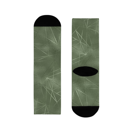 Stylish Sublimation Crew Socks - Trendy Green Pattern for Everyday Comfort