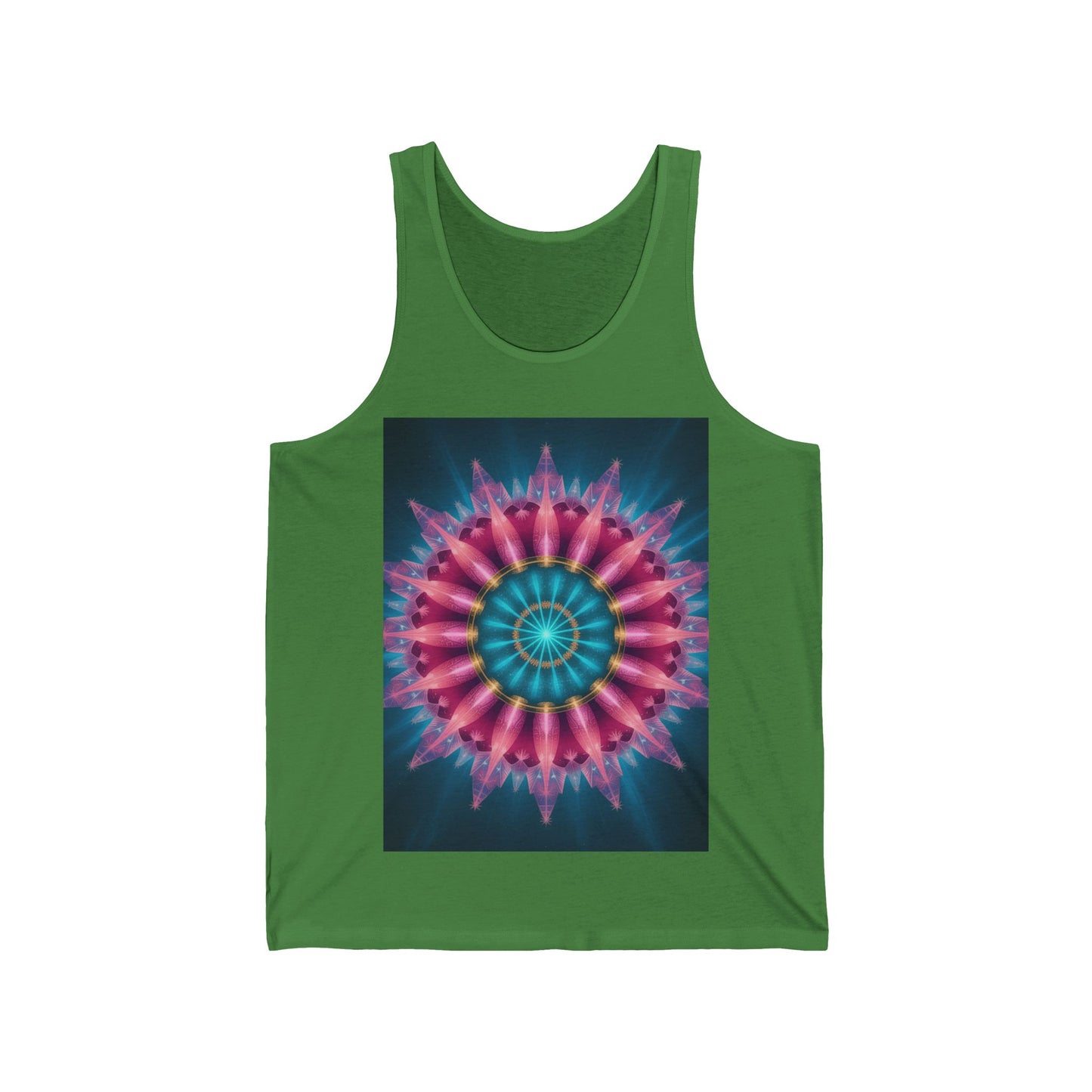 Colorful Mandala Women's Jersey Tank Top, Bohemian Style, Festival Wear, Beach Day Apparel, Unique Graphic Tee, Summer Essential