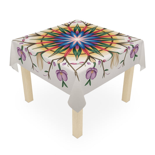 Colorful Floral Mandala Tablecloth, Boho Decor for Dining, Picnic, Outdoor Table Cover, Festive Table Setting, Home Decoration