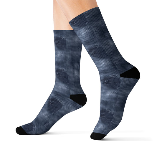 Trendy Sublimation Socks - Cozy Blue Tie-Dye Pattern for Daily Wear