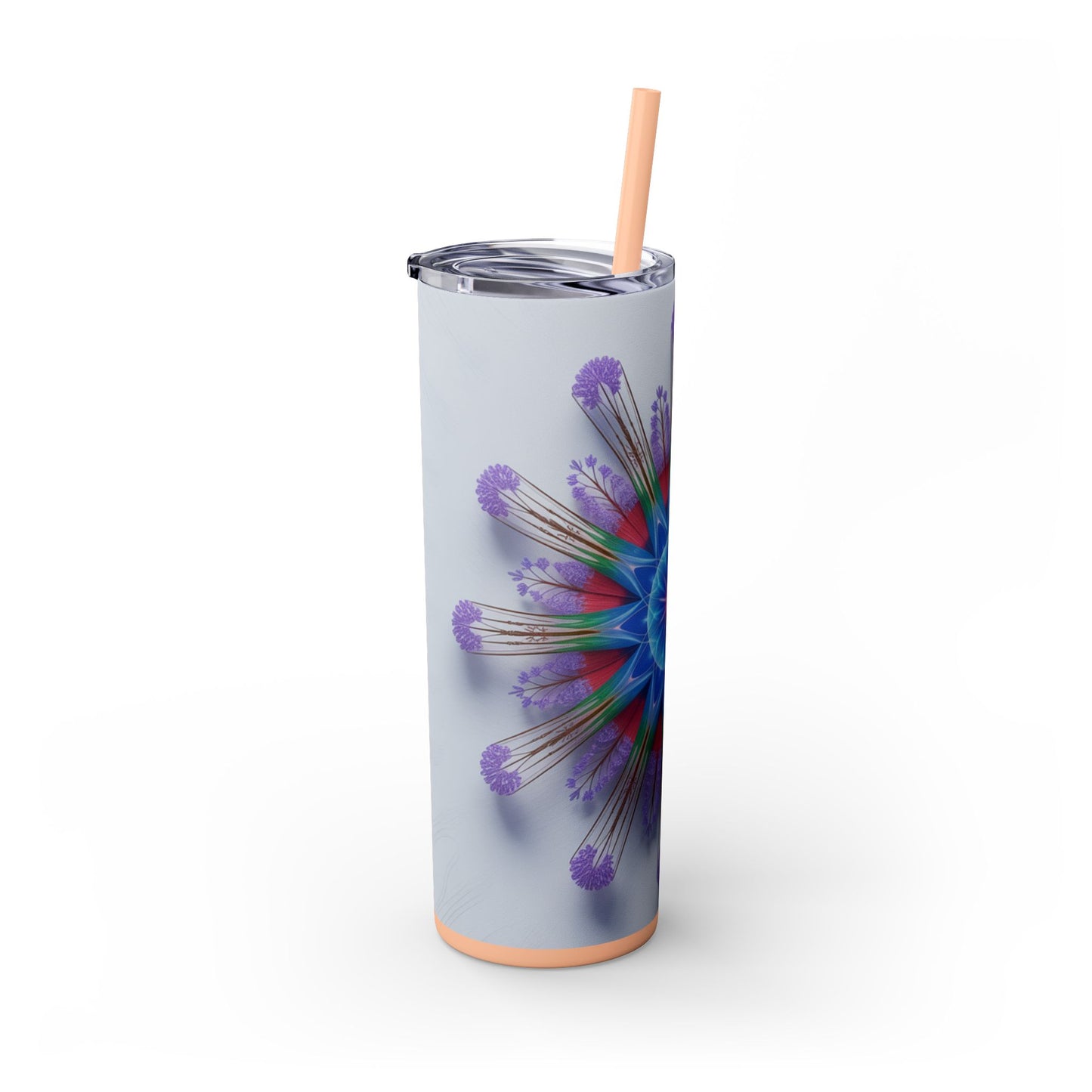 Vibrant Floral Skinny Tumbler with Straw, Flower Pattern Drink Cup, Eco-Friendly Travel Mug, Perfect for Summer Parties, Gifts for Her