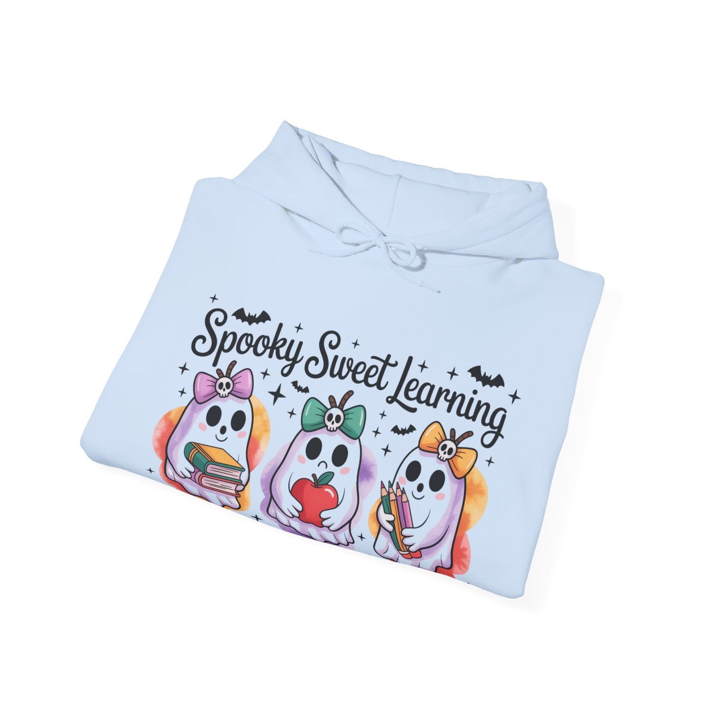 Spooky Sweet Learning Hoodie, Halloween Sweatshirt, Cute Ghost Design, Unisex Pullover, Cozy Gift for Teachers, Fun Spooky Season Apparel