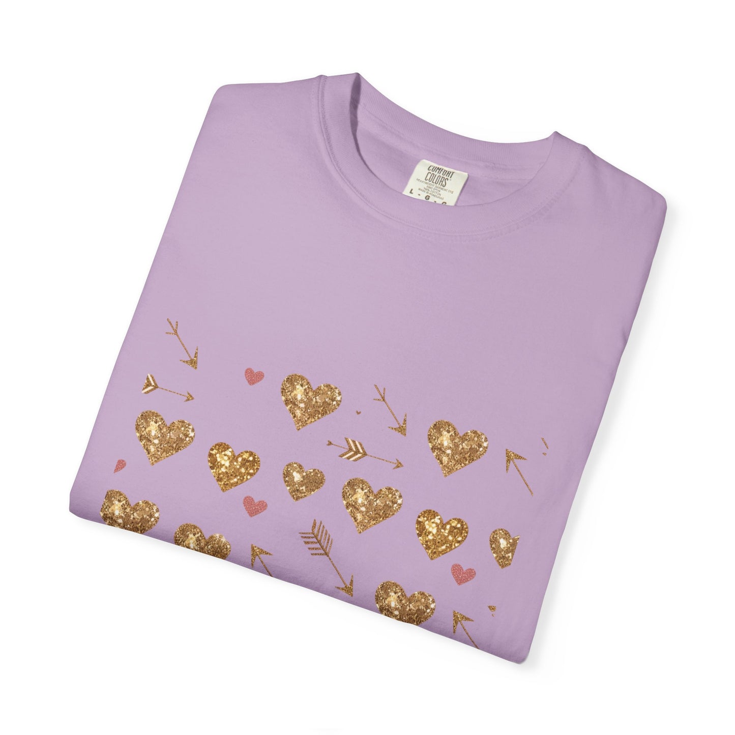 Camiseta de mujer con estampado de corazón dorado: perfecta para el amor cotidiano 