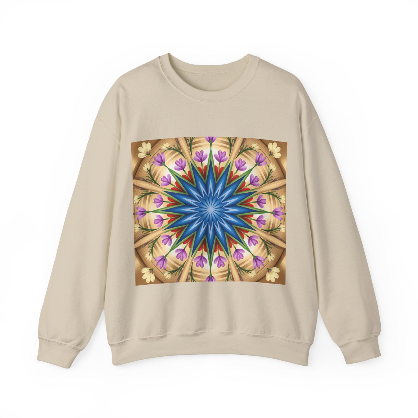 Kaleidoscope Floral Crewneck Sweatshirt, Cozy Sweater for Casual Style, Spring Fashion, Gift for Her, Mandala Art